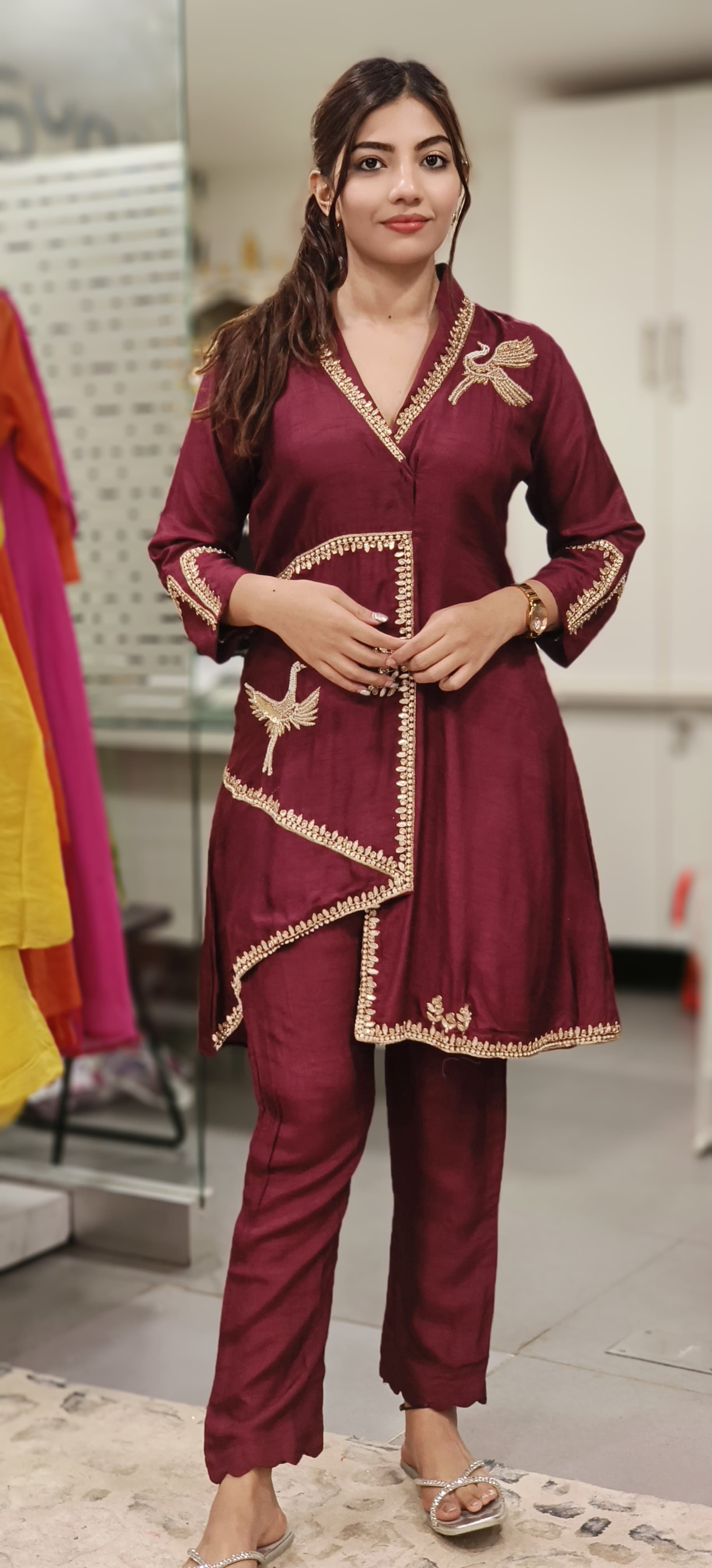 Elegant Silk Indo-Western Kurta Pant Set – A Fusion of Tradition & Contemporary Style with Intricate Embroidery 09298,09296,09297
