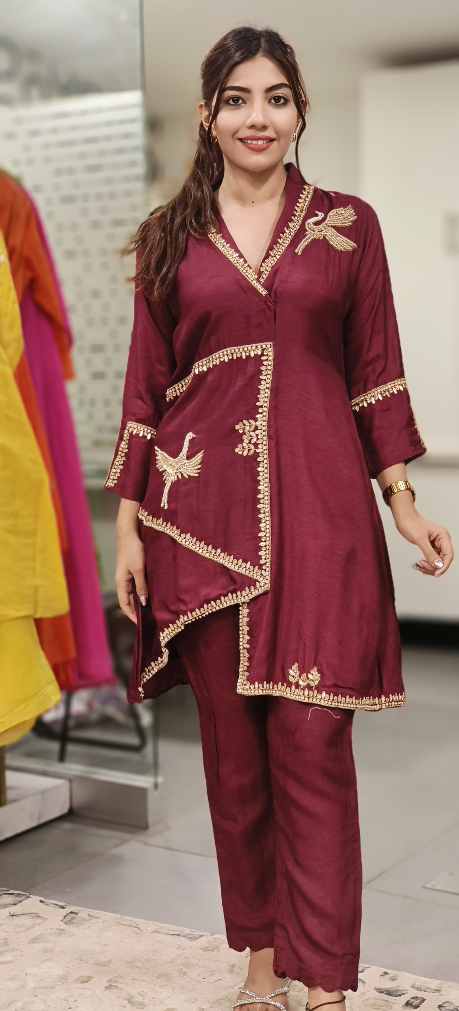 Elegant Silk Indo-Western Kurta Pant Set – A Fusion of Tradition & Contemporary Style with Intricate Embroidery 09298,09296,09297
