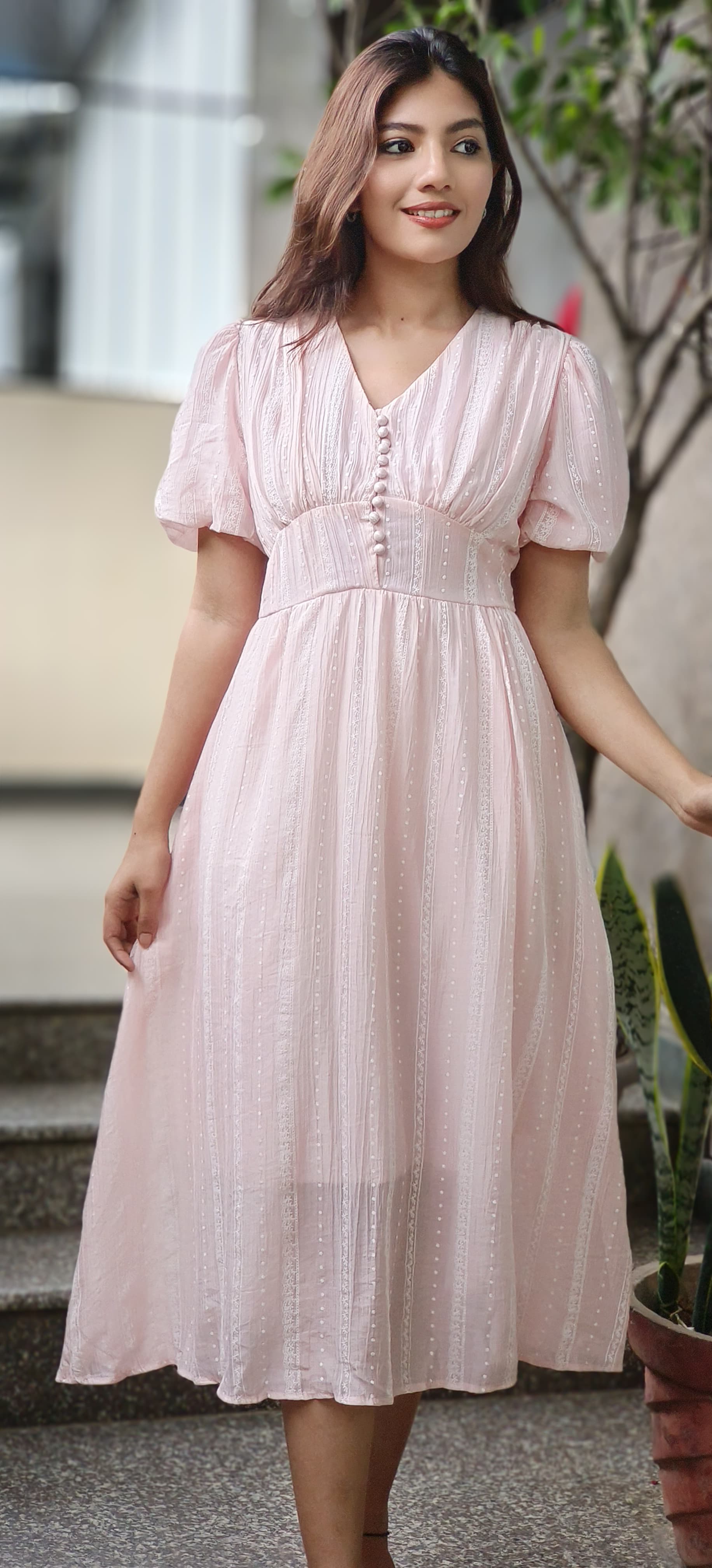 Pastel Grace Puff Sleeve Dress