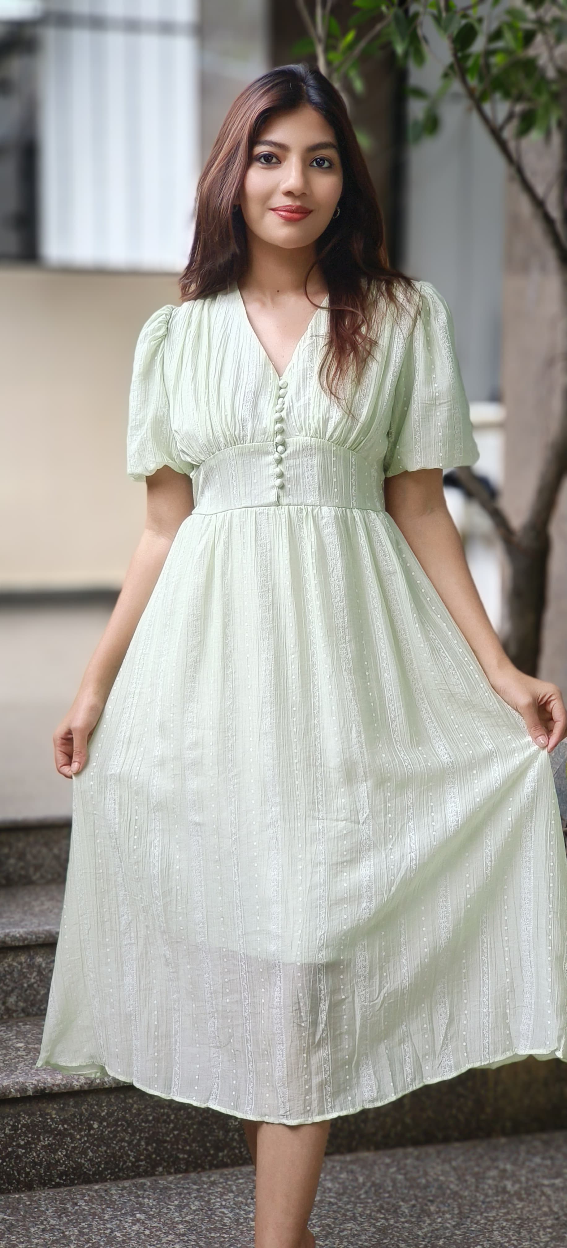 Pastel Grace Puff Sleeve Dress
