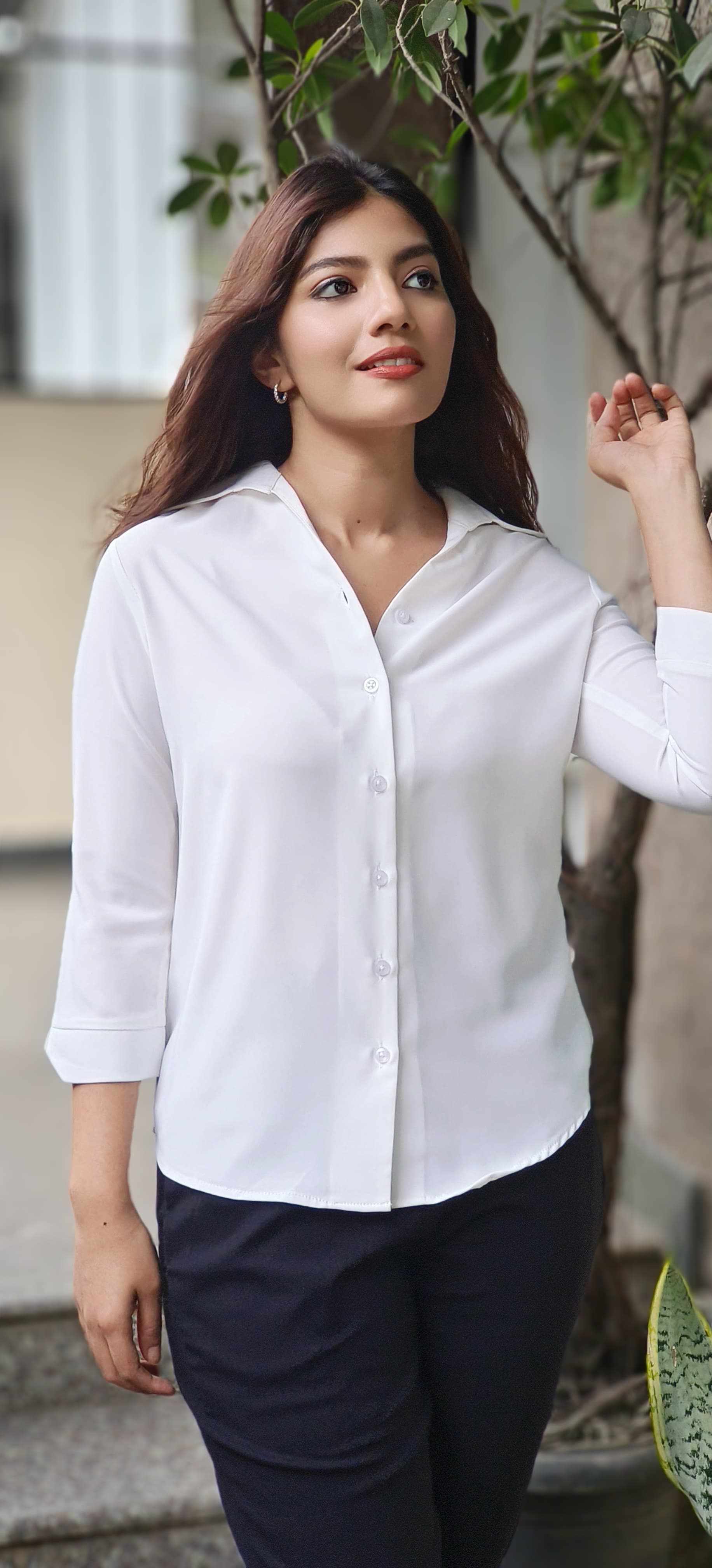 Solid Shade Imported Fabric Three Fourth Regular Collared Shirt