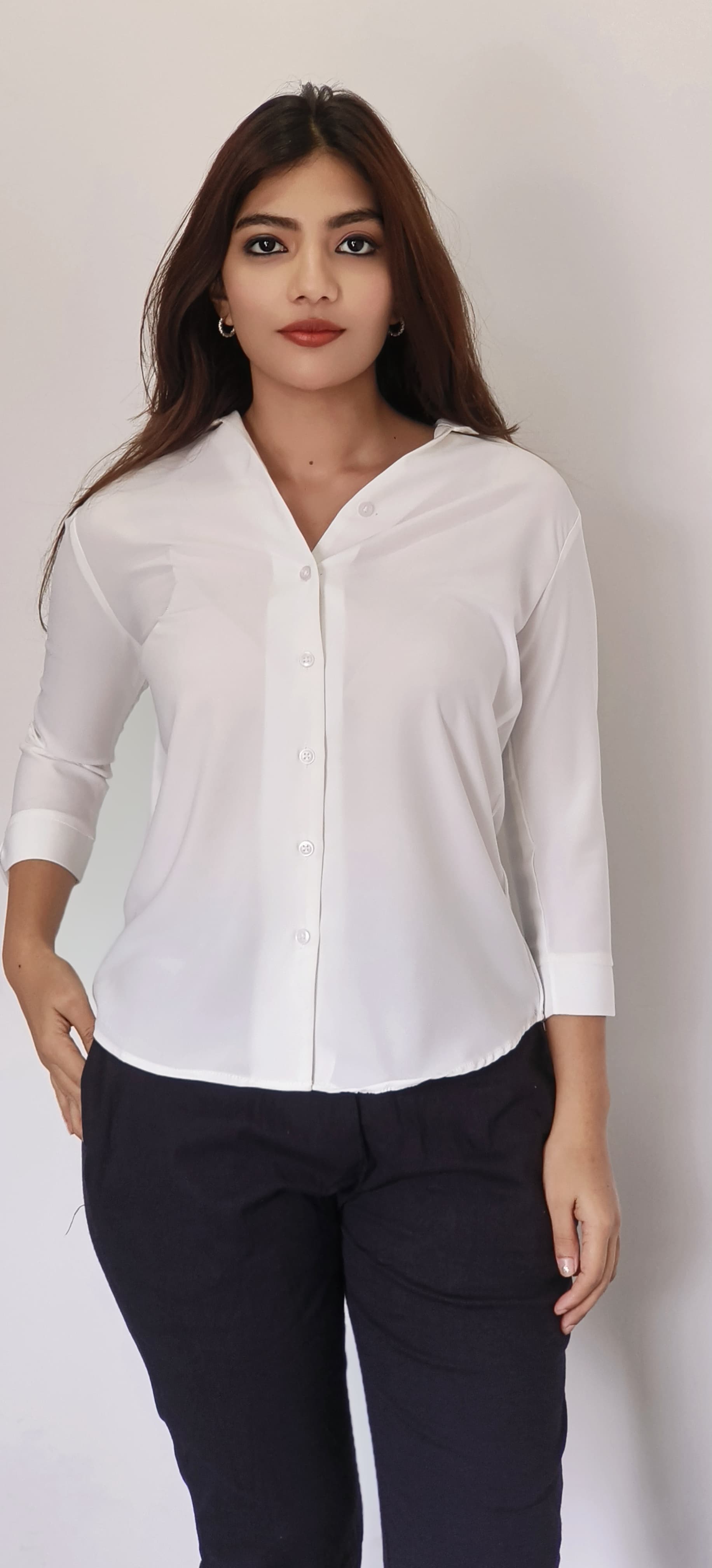 Solid Shade Imported Fabric Three Fourth Regular Collared Shirt