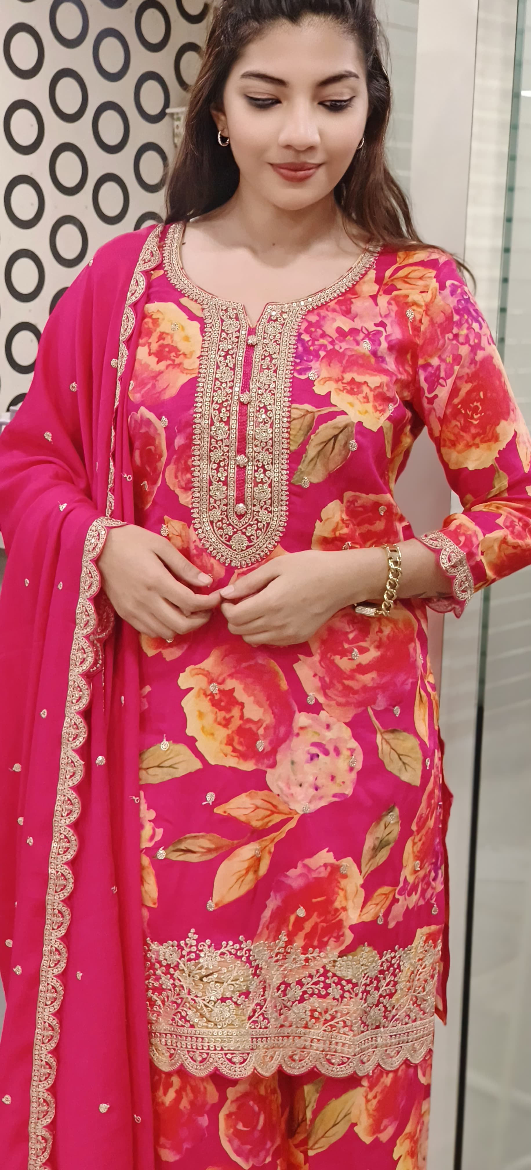 Beautiful Zardosi Work Kurta And Palazzo With Dupatta-08066