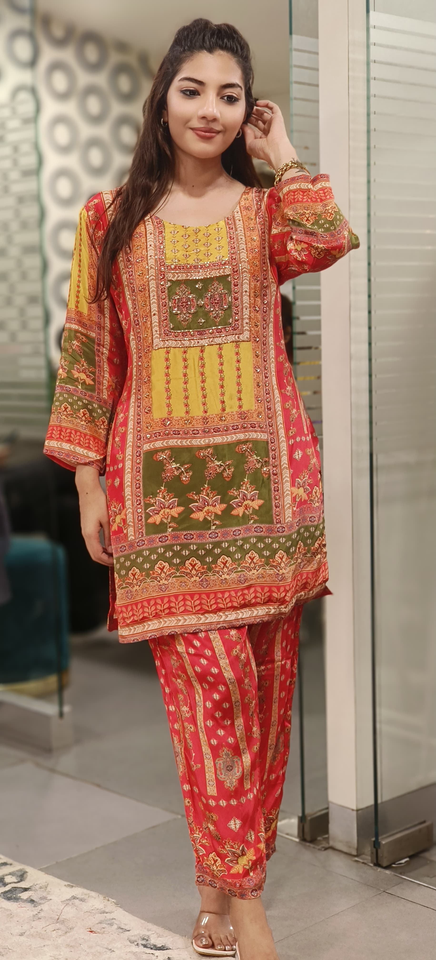 Crape Cutdana Work Digital Print Kurta Pant All Diffrent designe-07576