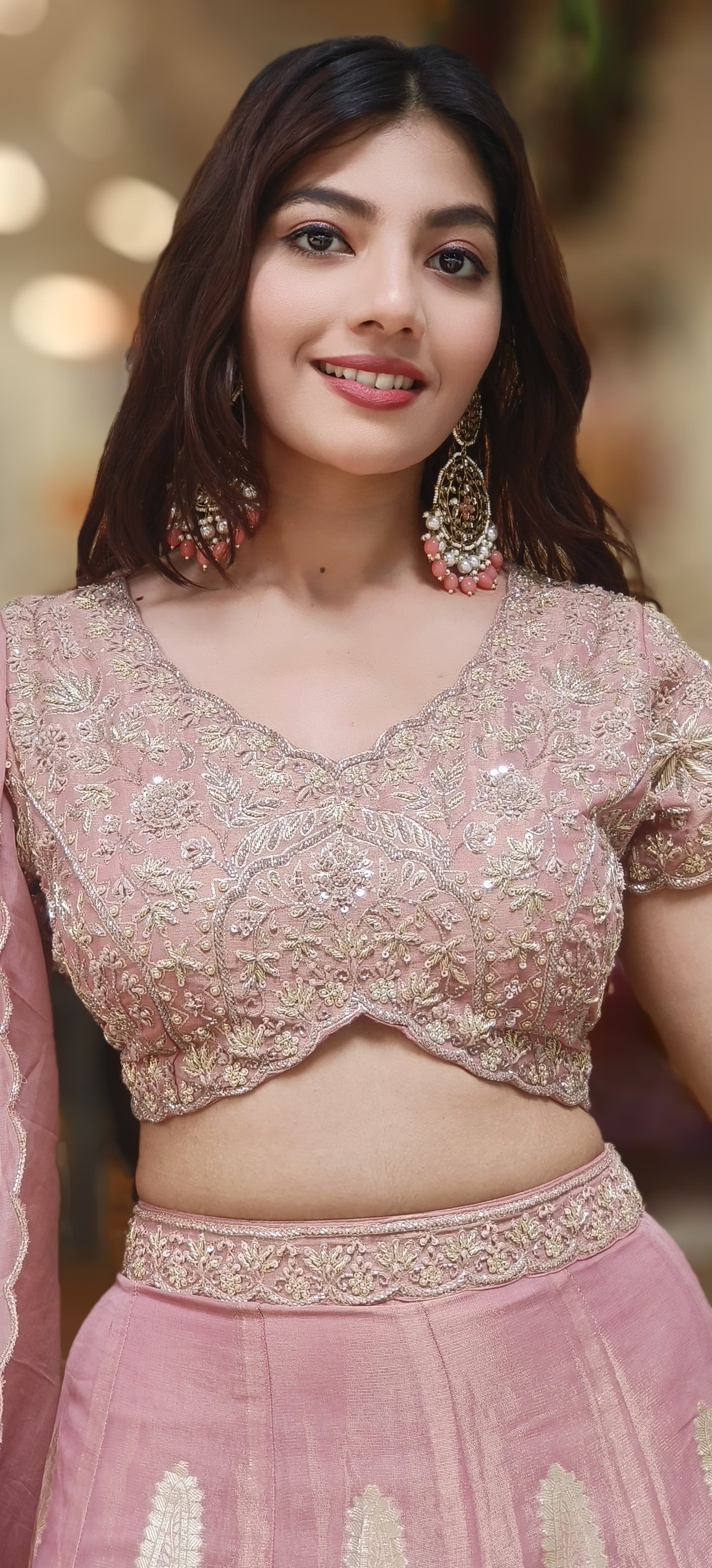 Designer Brocade Handwork Blouse With Panel Banarasi Lehenga & Organza Dupatta