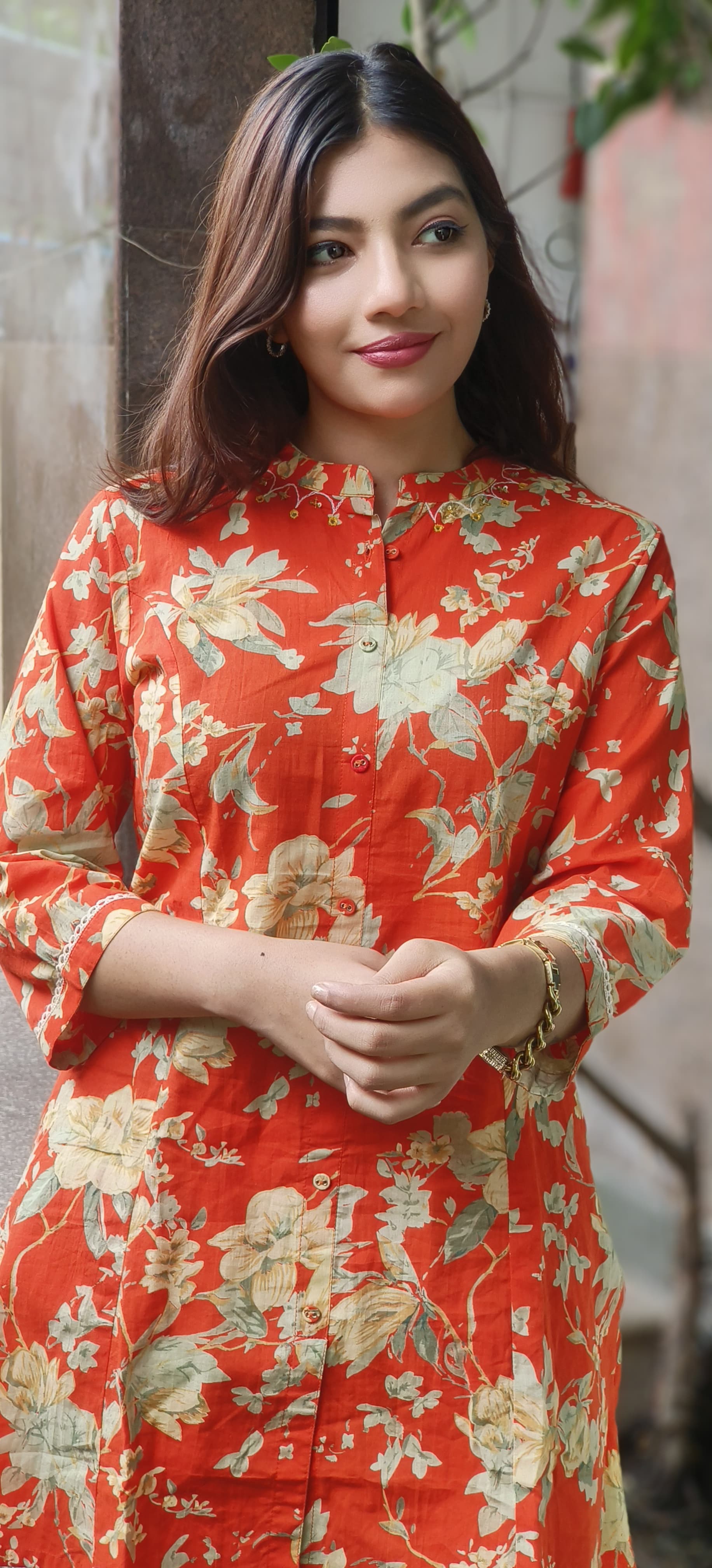 Floral Printed Cotton Co-Ord Look Kurta Pant Set(Lean Fit)