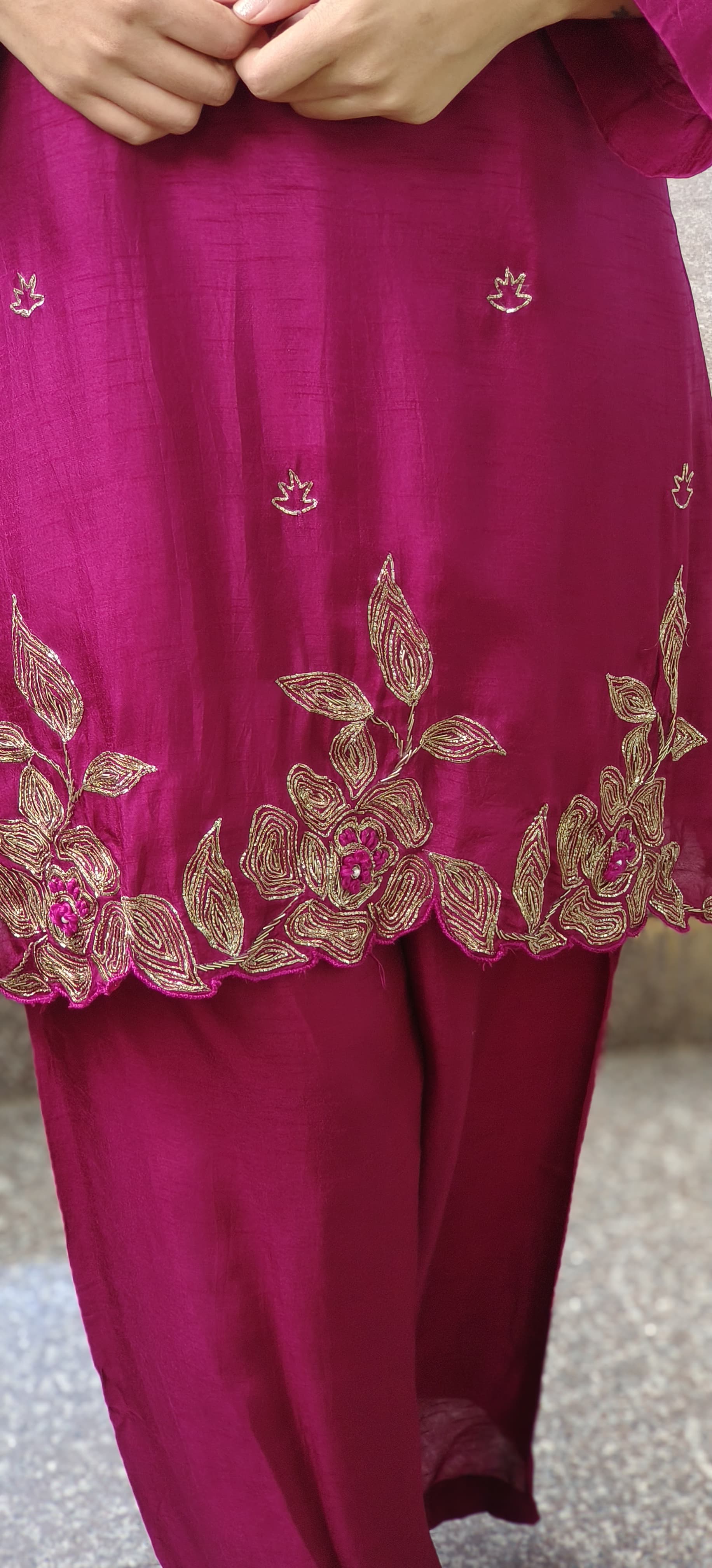 Embroidered Silk Fabric stylish co-Ord set