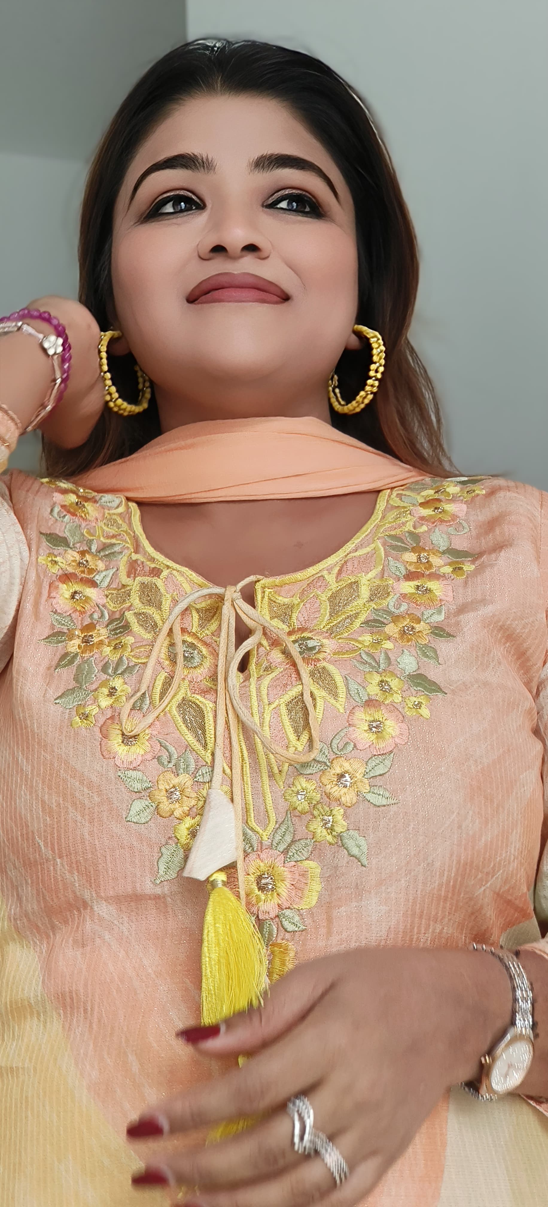 Beautiful Light Shade Embroidered Double Layered Gown