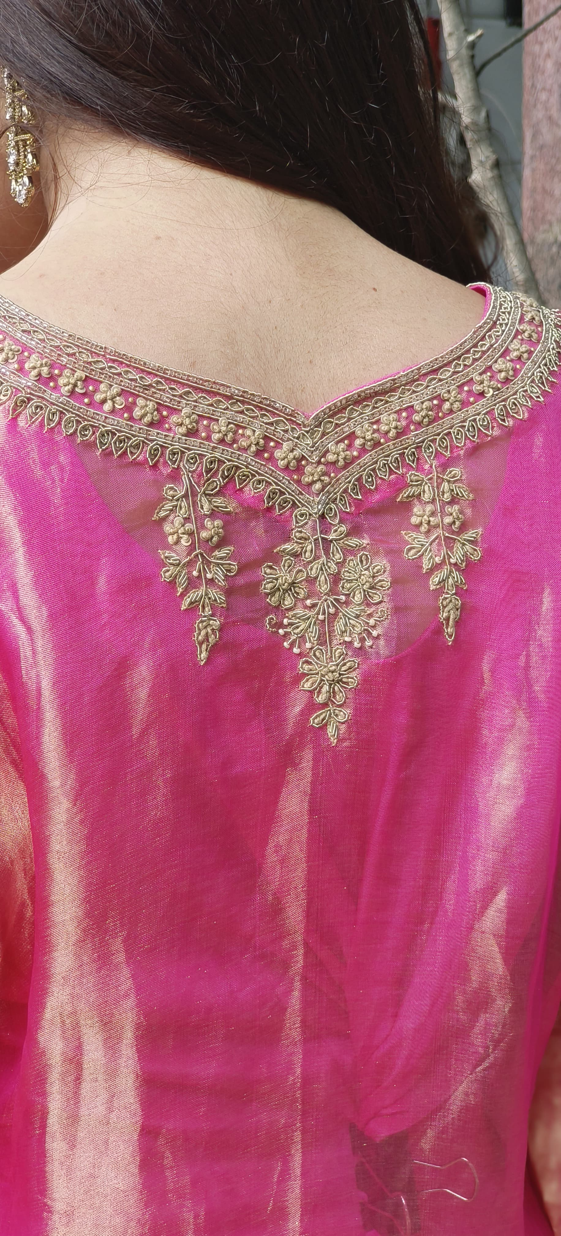 Real Tissue Front Handwork Kaftan(Inner Inside) Set With Crepe Bottom