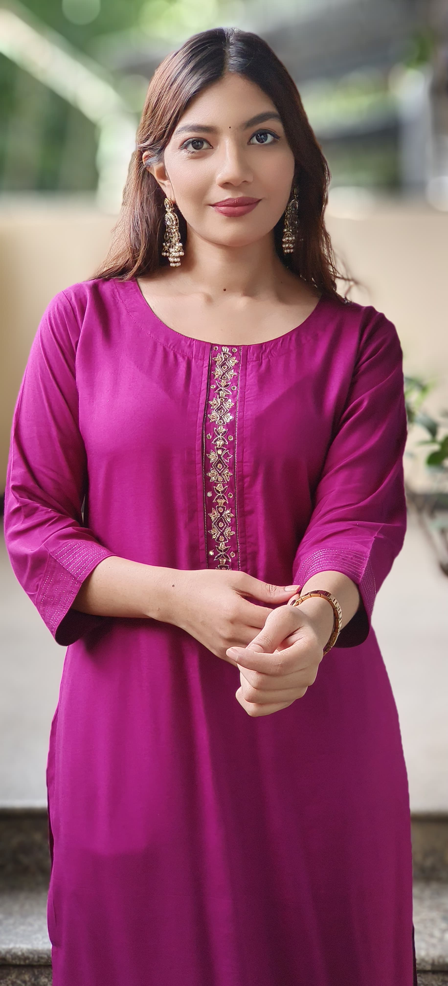 Minimal Embroidery Solid Straight Kurta Pant Set In Muslin Fabric(Lean Fit)