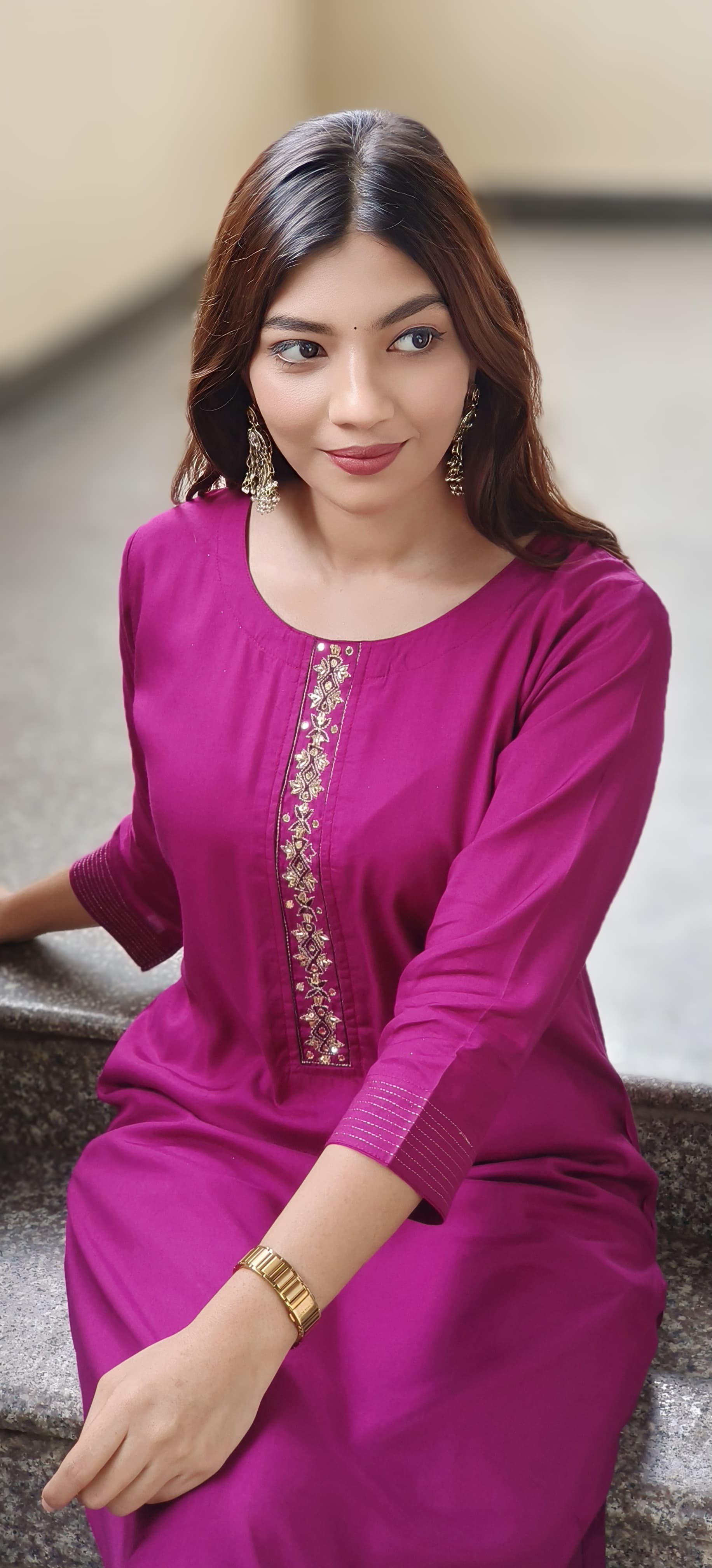 Minimal Embroidery Solid Straight Kurta Pant Set In Muslin Fabric(Lean Fit)