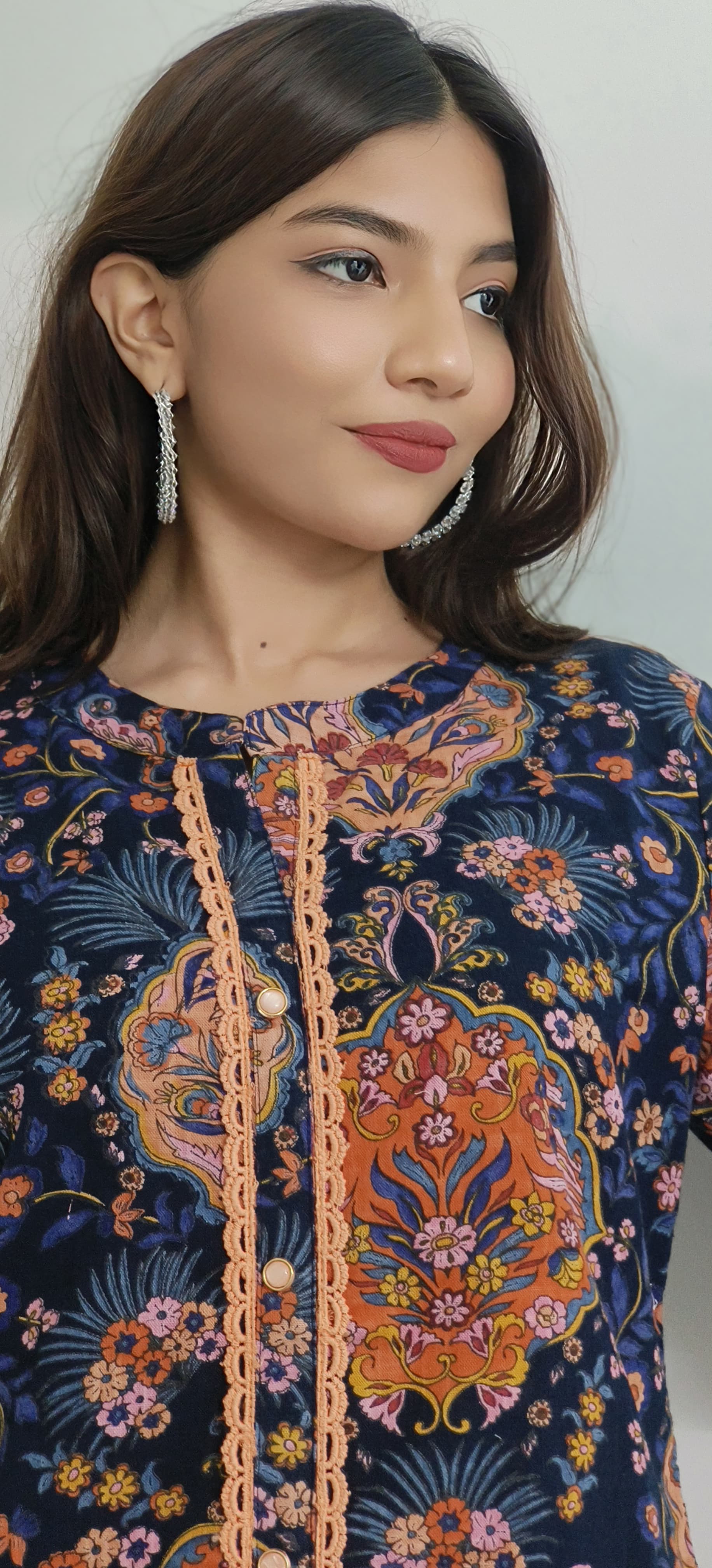 Flex Cotton Mandarin Collar Floral Glance Co-Ord Set