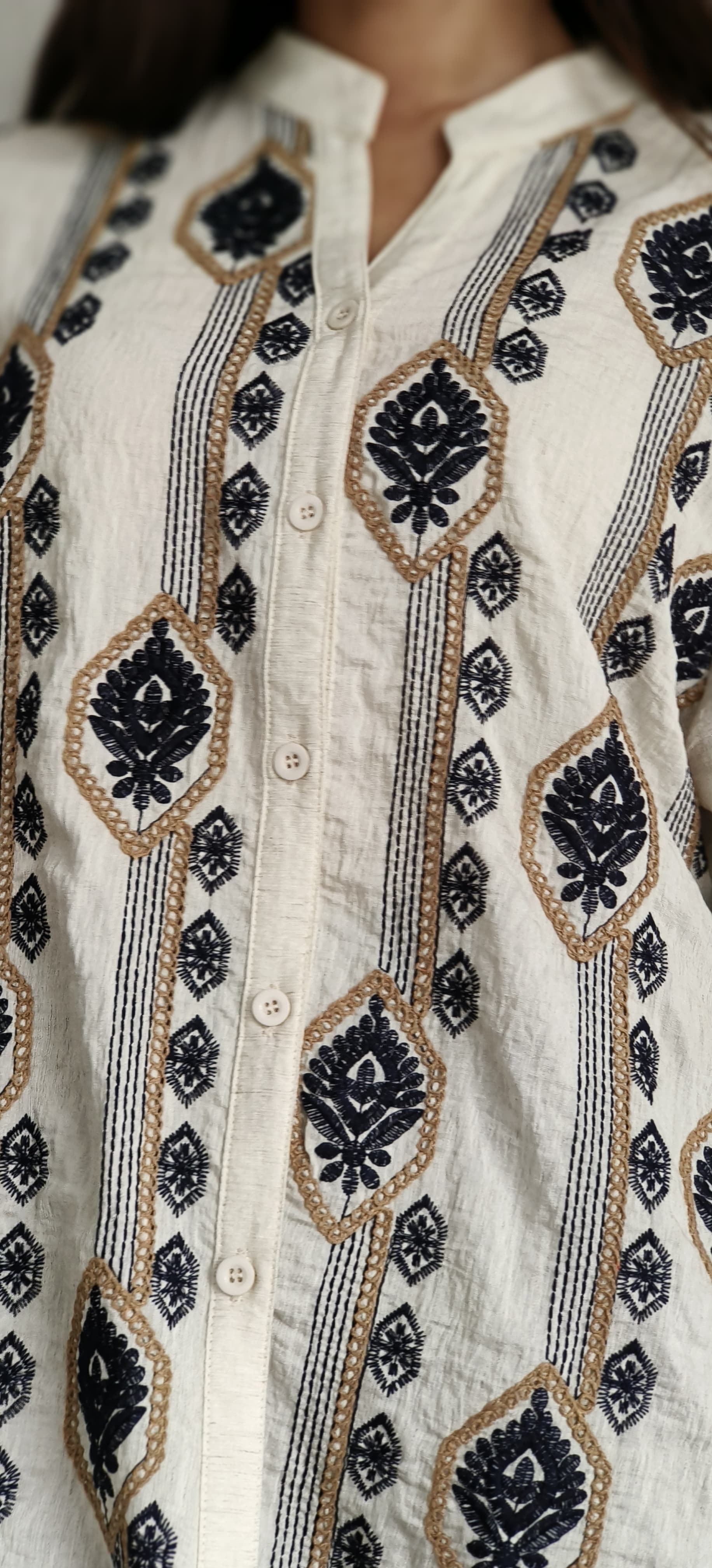 Sequence Embroidered Collared Casual Shirt