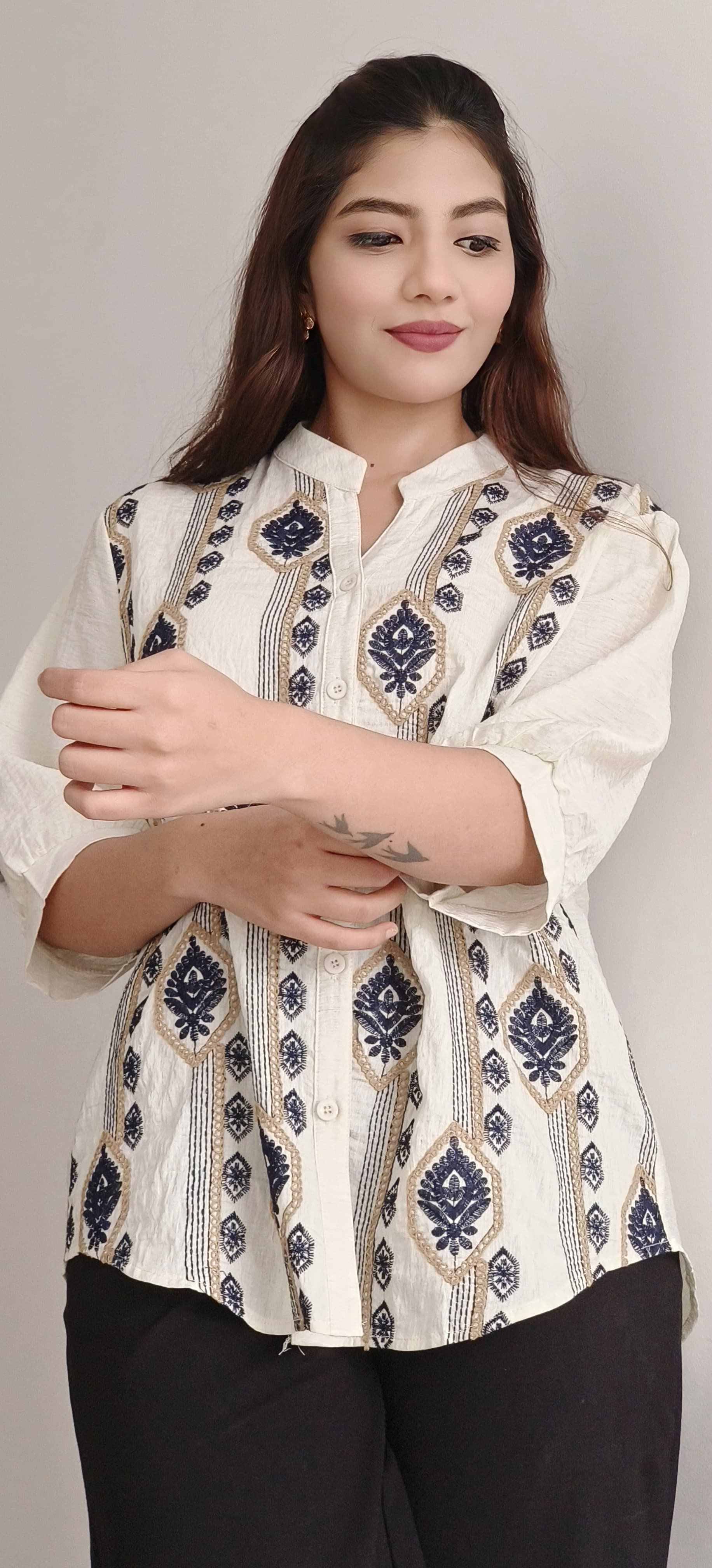 Sequence Embroidered Collared Casual Shirt