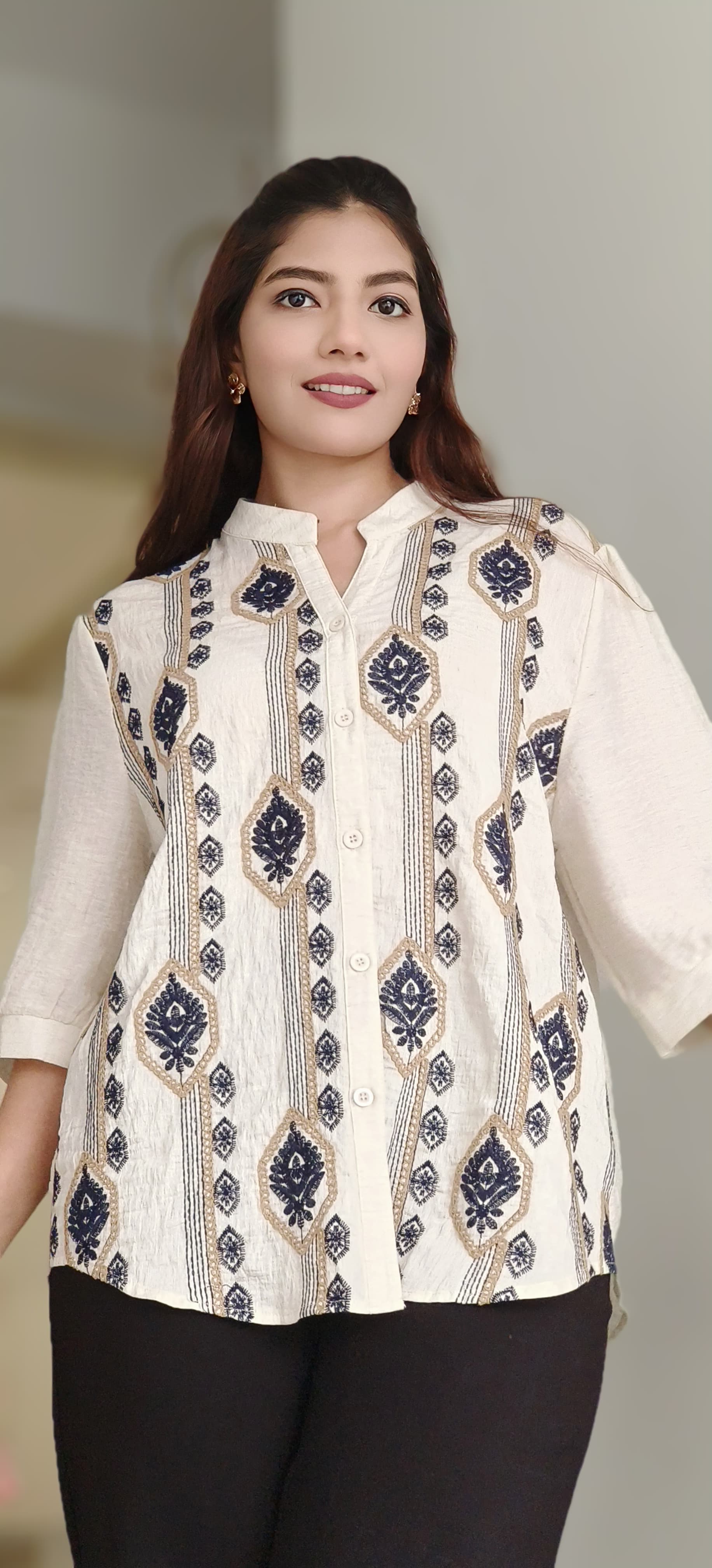 Sequence Embroidered Collared Casual Shirt