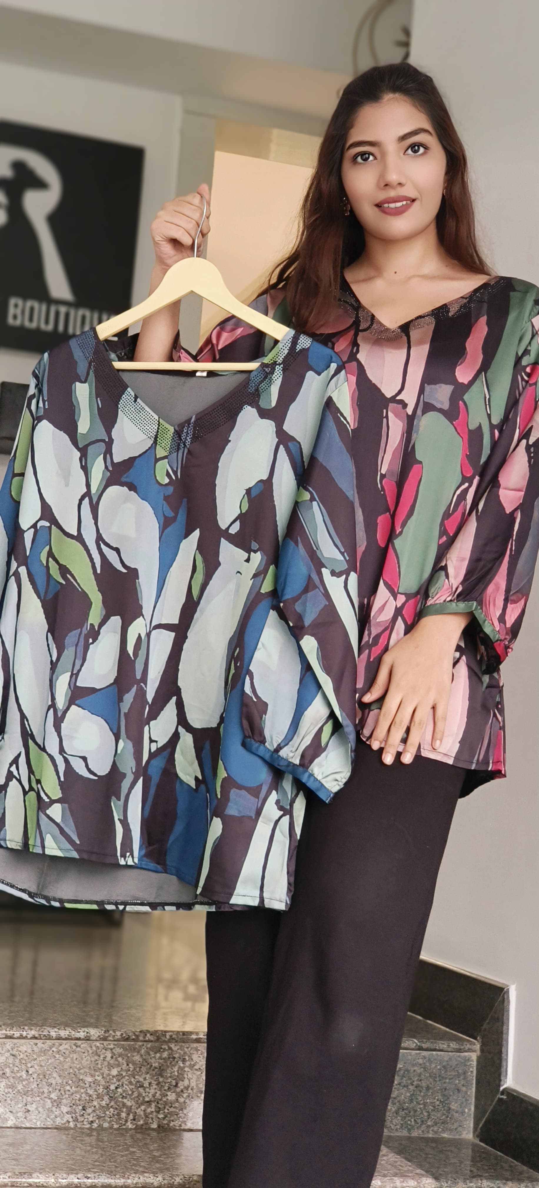 Urban Jungle Abstract V-Neck Shirt