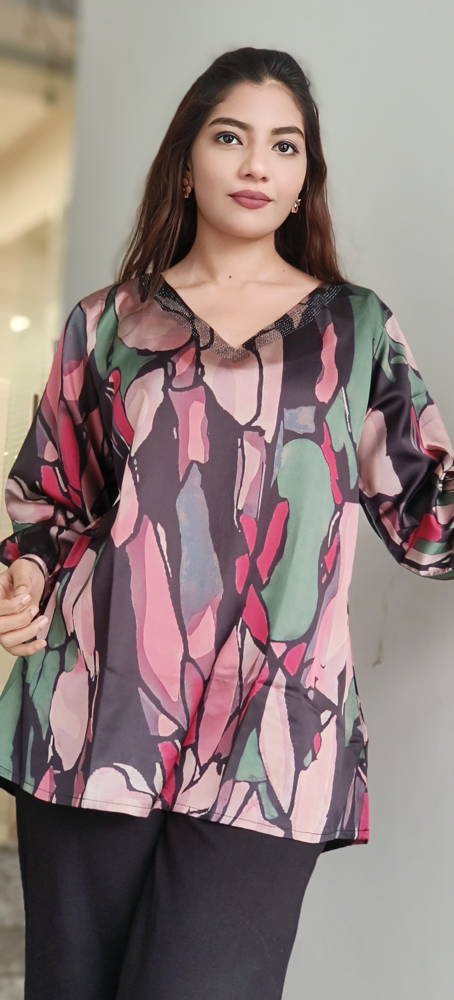 Urban Jungle Abstract V-Neck Shirt