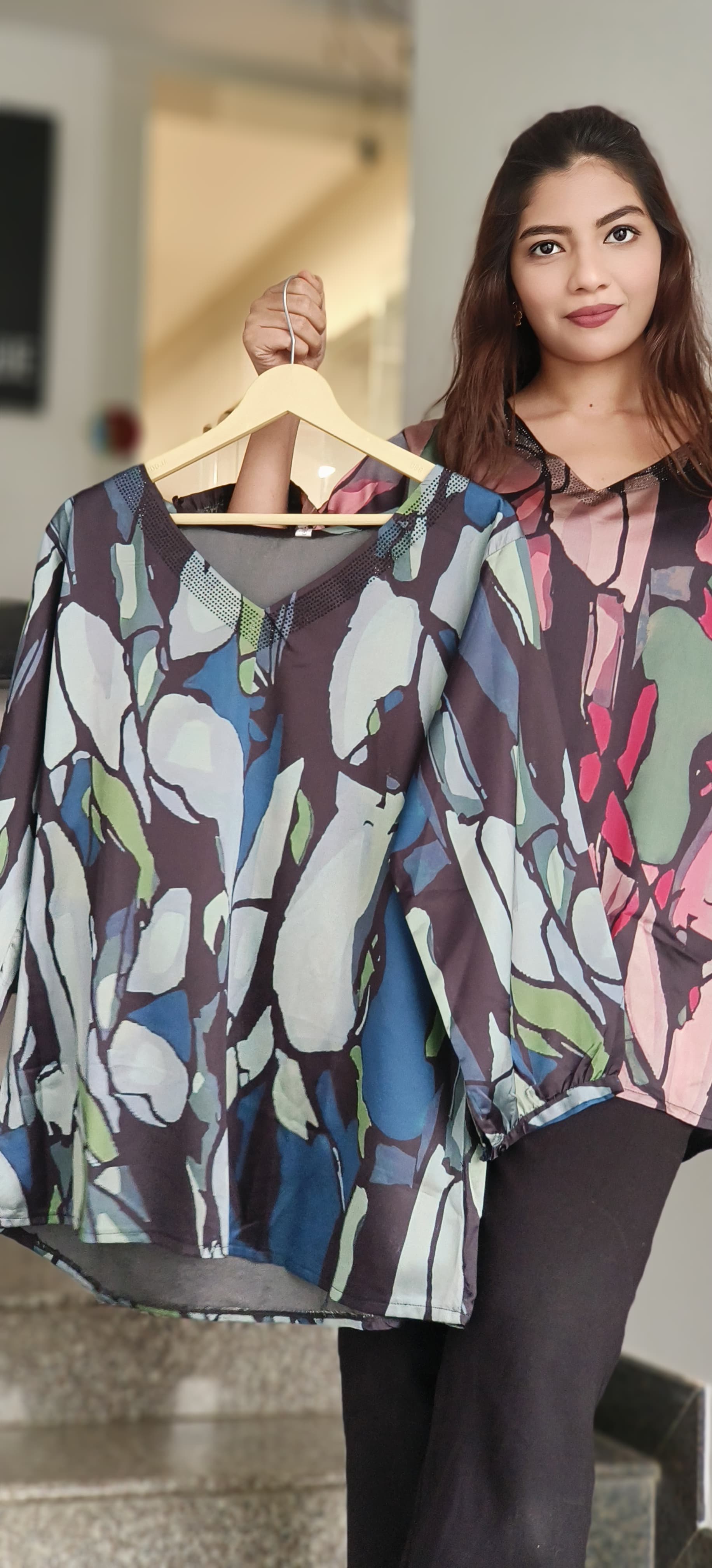 Urban Jungle Abstract V-Neck Shirt