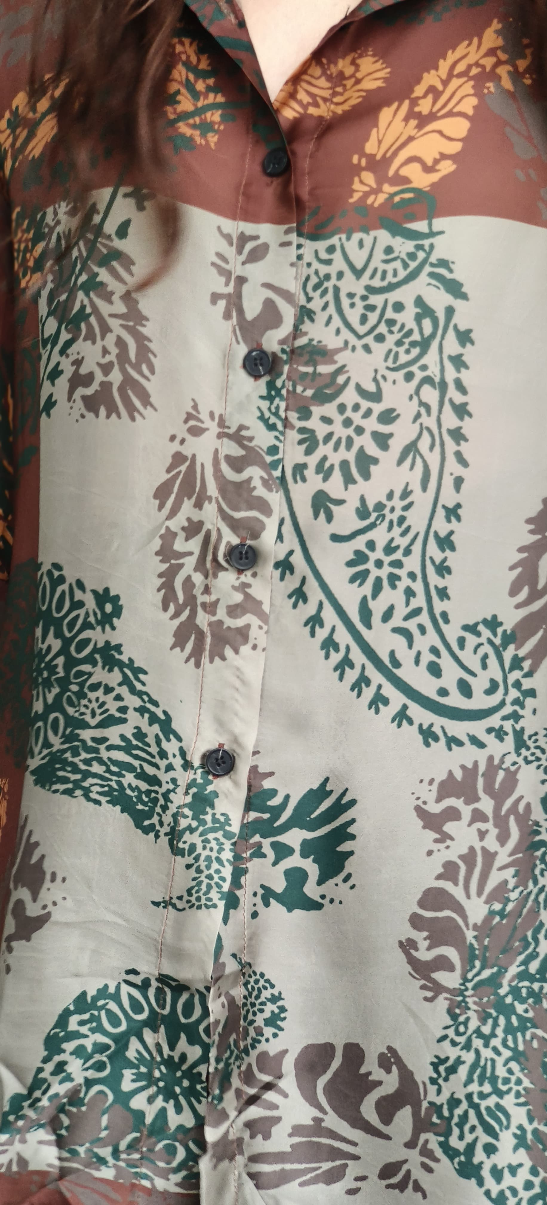 Color Mix Different Prints Collared Casual Long Shirt- 10544