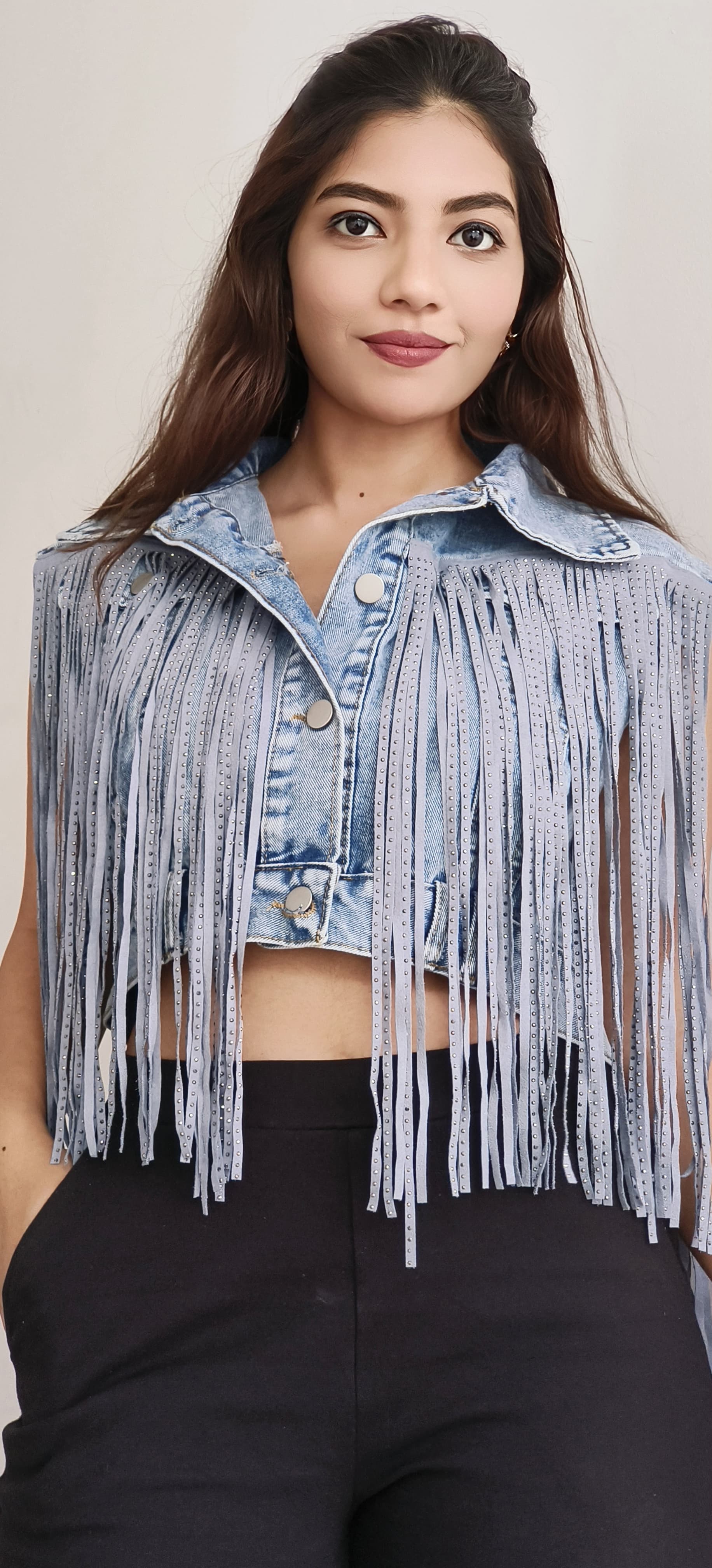 Stylish Denim Youngster Jungle Crop Shirt