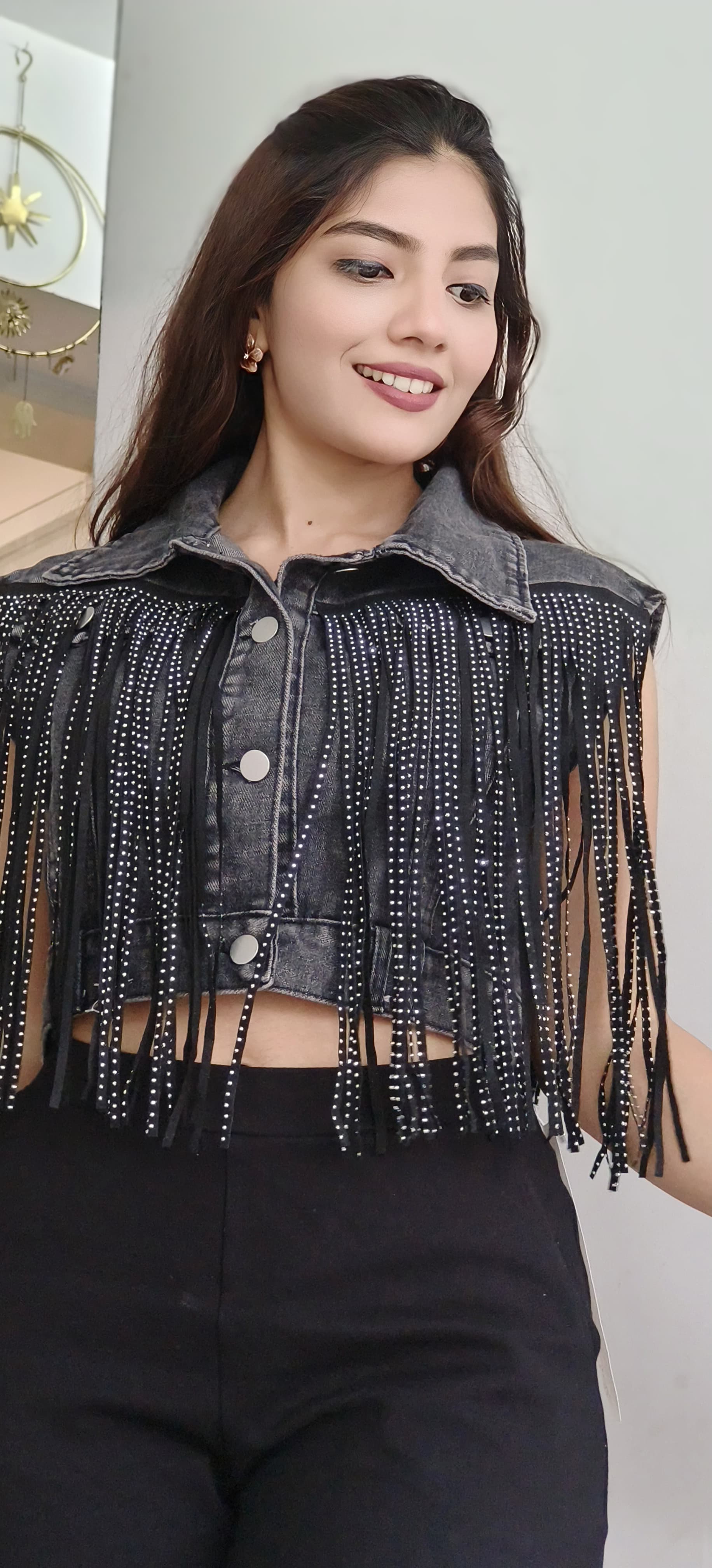 Stylish Denim Youngster Jungle Crop Shirt