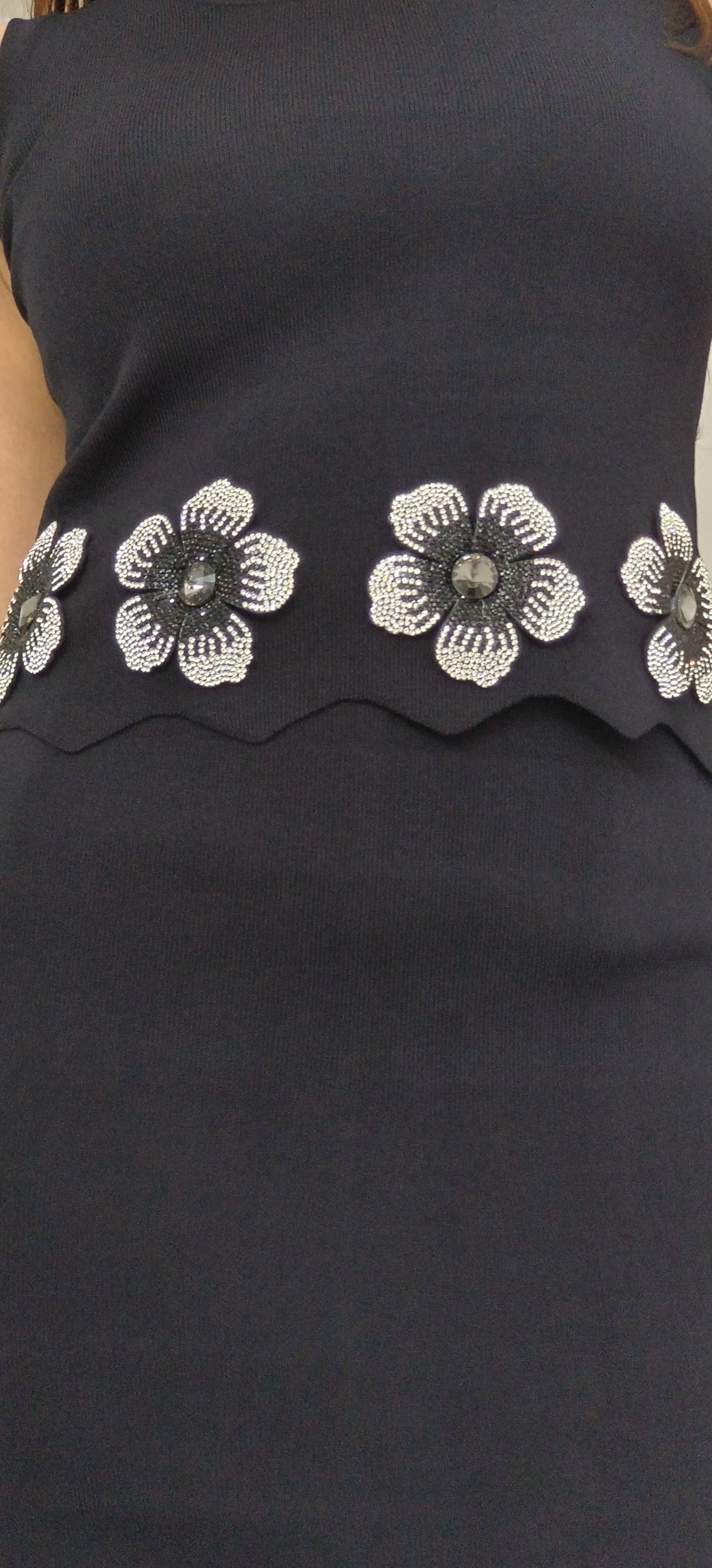 Floral Sleeveless Body Cone Crop Top With Skirt