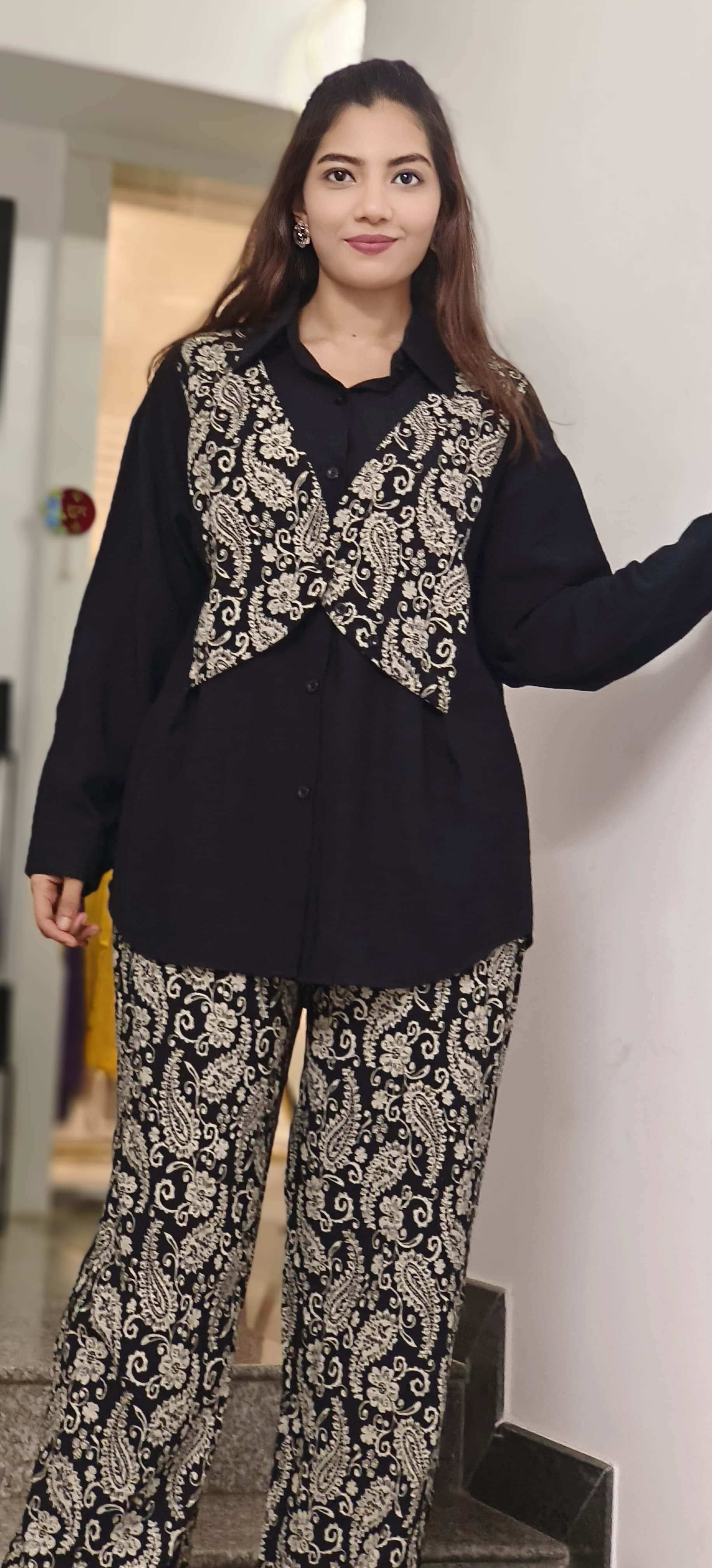 Regal Muse Embroidered Linen Co-Ord Set