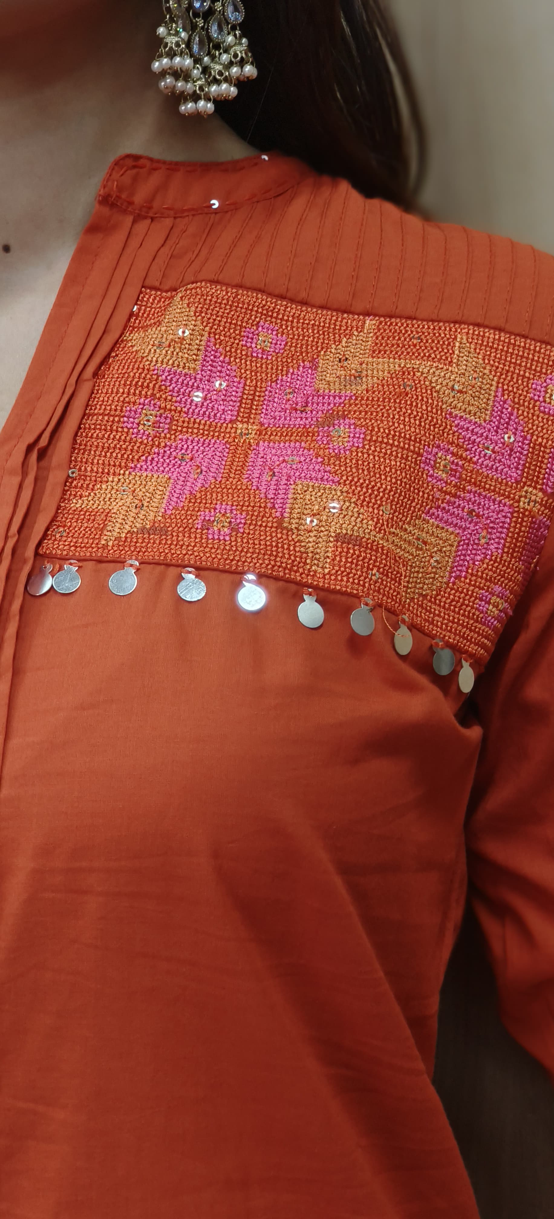 Unique Look Foil Hang Work Crosia Full Suit With Dupatta In Cotton Fabric