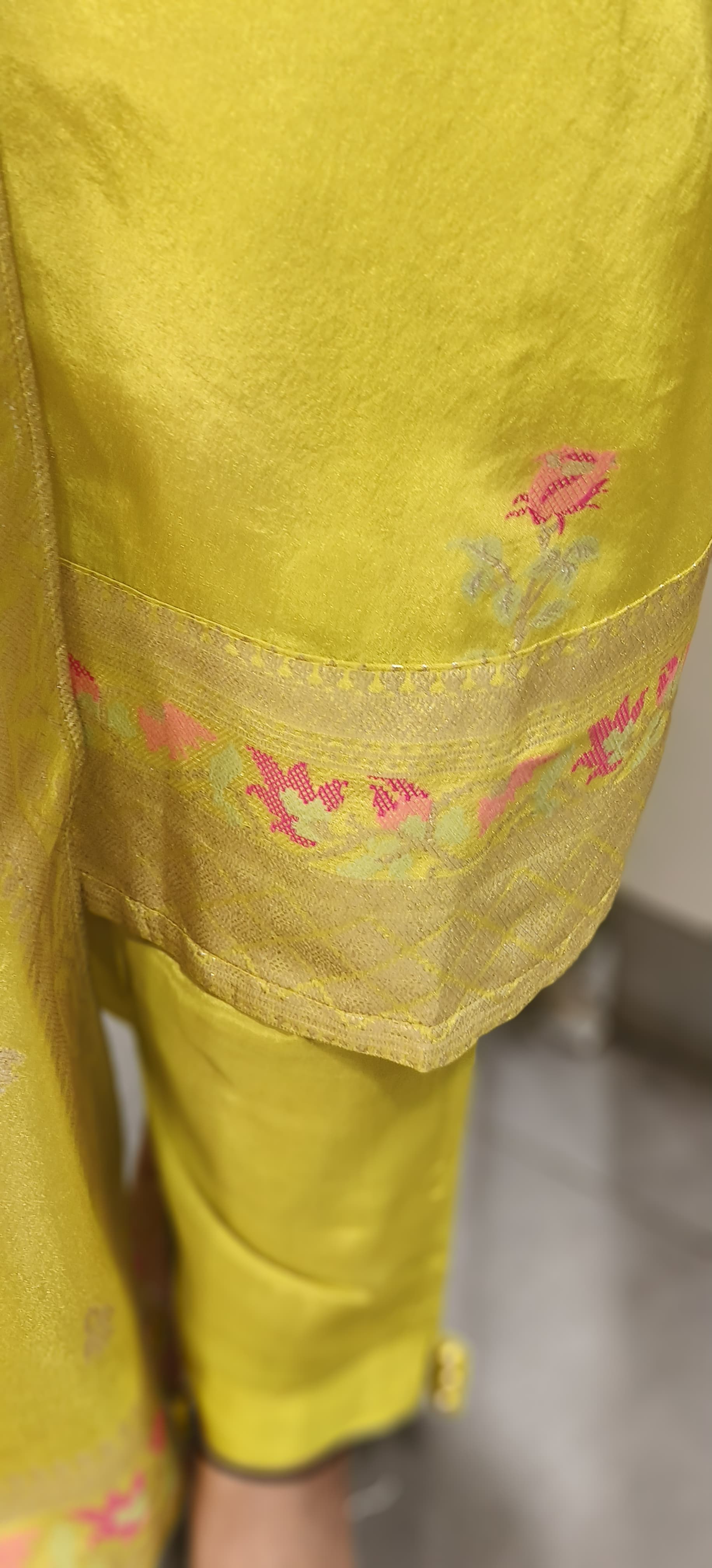Shimmer Tissue Beautiful Floral Handwork Neon Full Suit Set With Dupatta- 08201