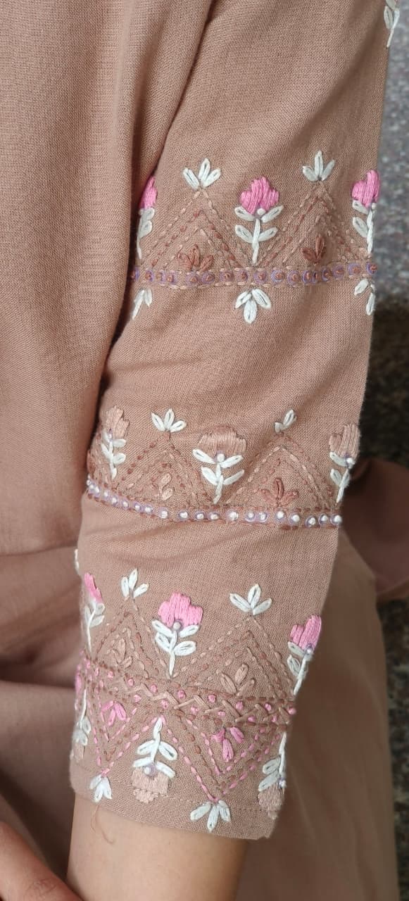 Pastel Elegance Floral Embroidery Kurta Pant Set