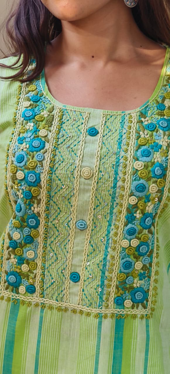 Embroidered Yoke Flex Cotton Kurti Only- 10621