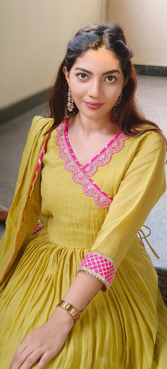 Gotta Angrakha Style Classic Pastel Shade Chanderi Full Suit Set 10393