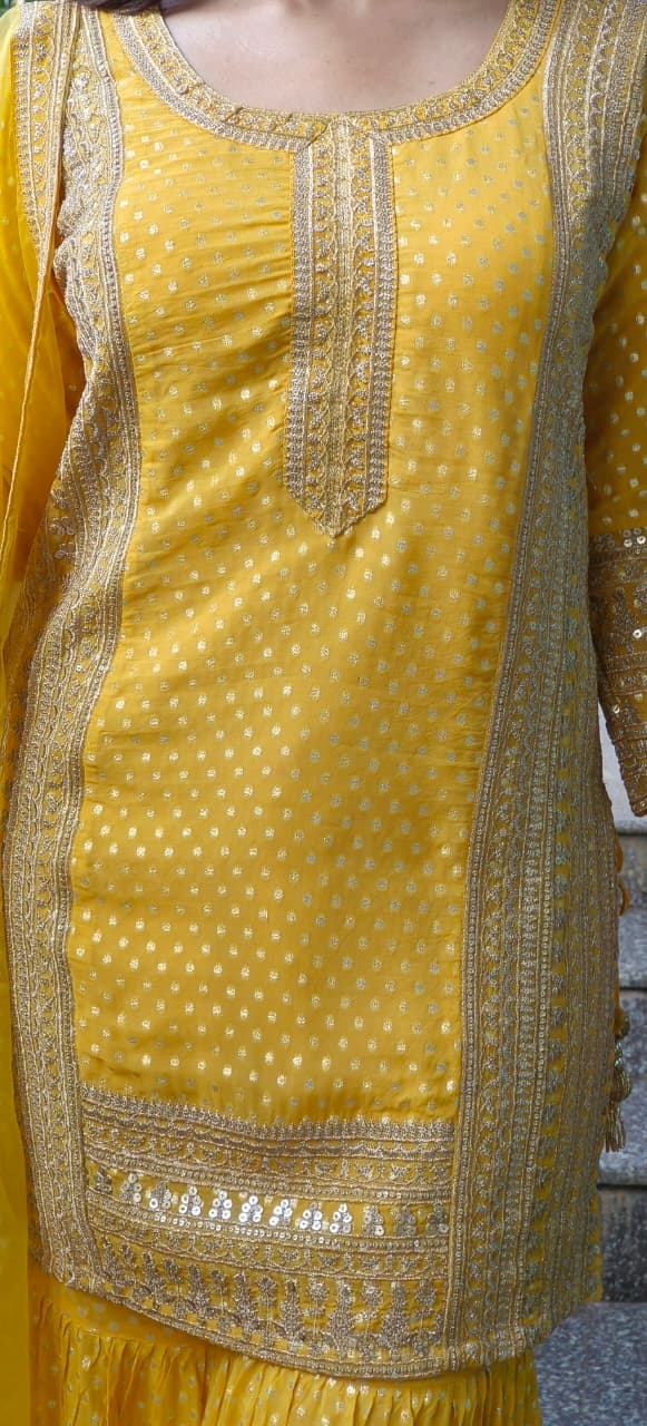 Zardosi Work With Slight Banarasi Look Sharara Full Suit Set With Dupatta- 10637