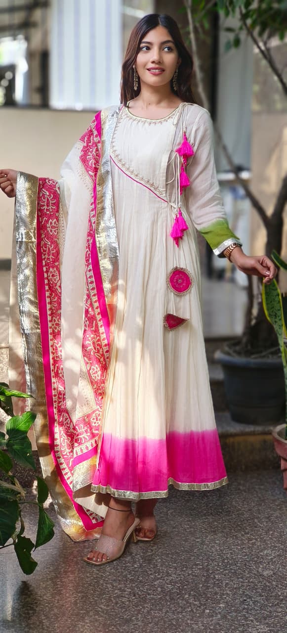 Angrakha Style Zarina Blush Gulabi Noor Anarkali