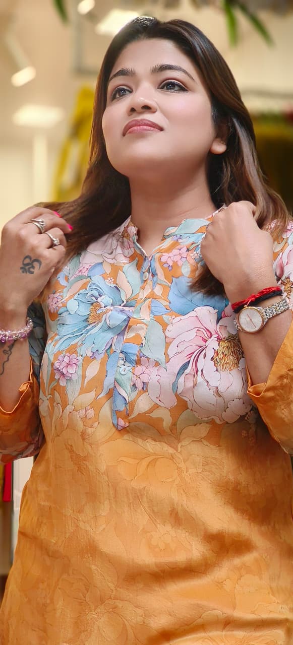Beautiful Pure Crepe In-House Printed Kurti Only