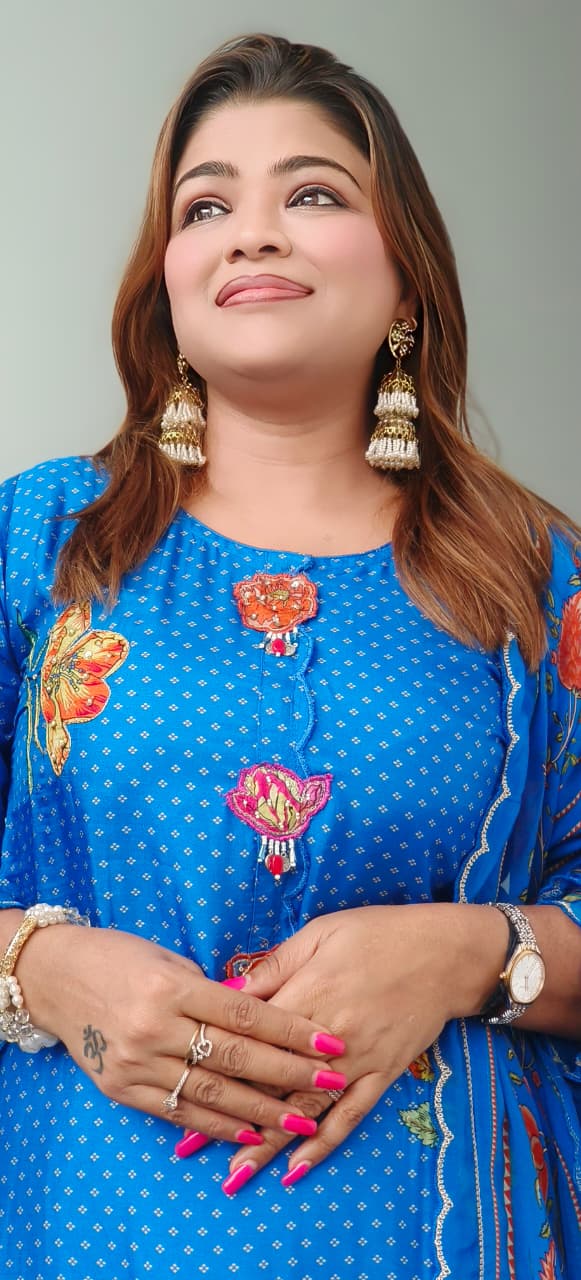 Festive Aura Floral Patched Russian Silk Full Suit Set With Organza Dupatta-10895