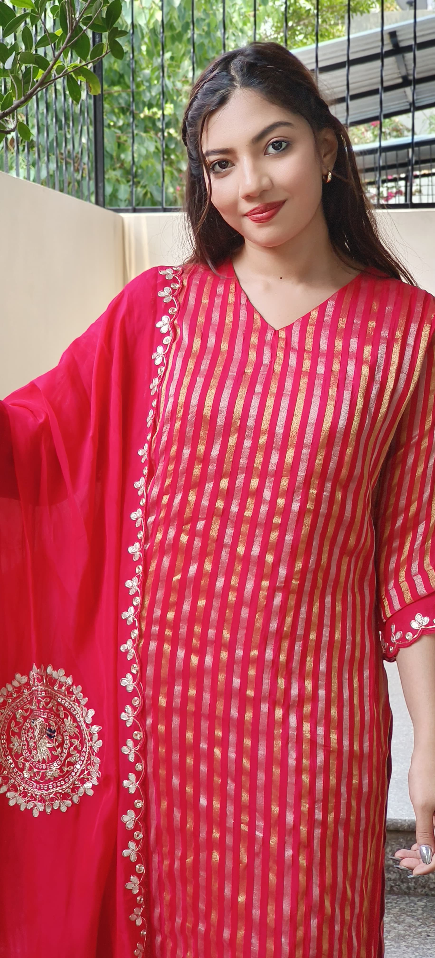 Beautiful Soft Organza Shimmer Tissue Full Kurta With Embroidered Organza Dupatta Set- 11121, 11120