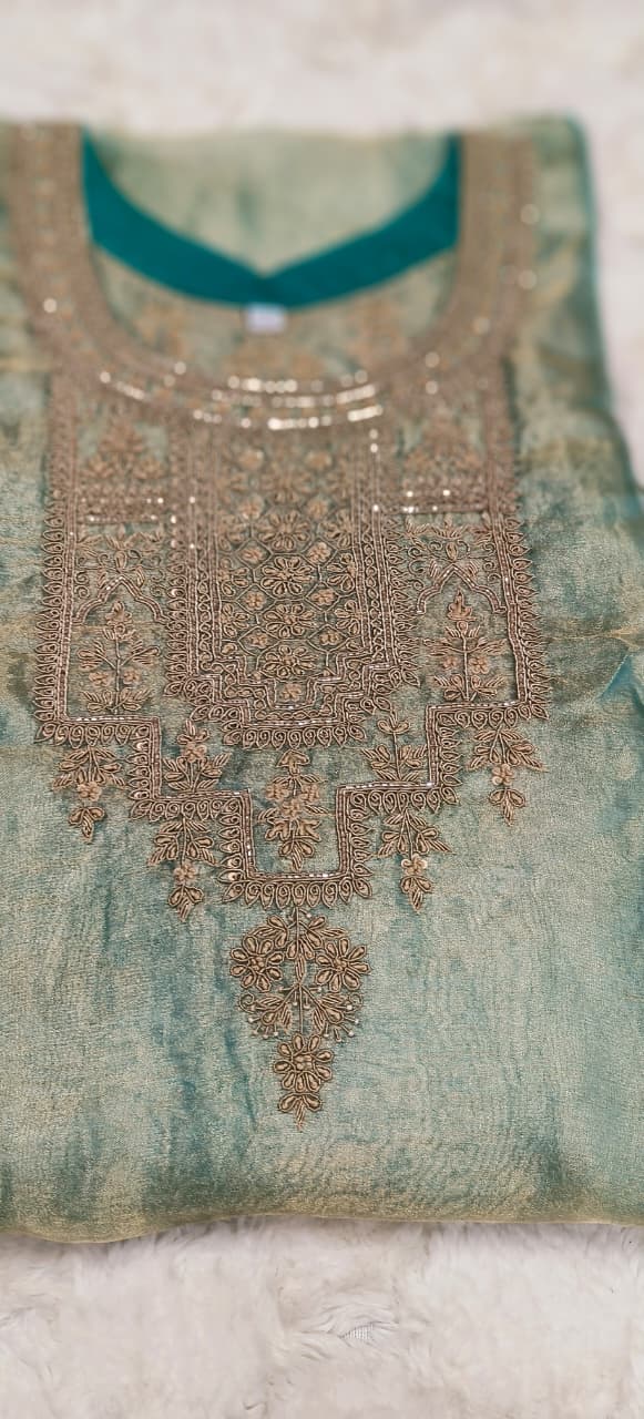 Real Tissue Front Handwork Kaftan(Inner Inside) Set With Crepe Bottom