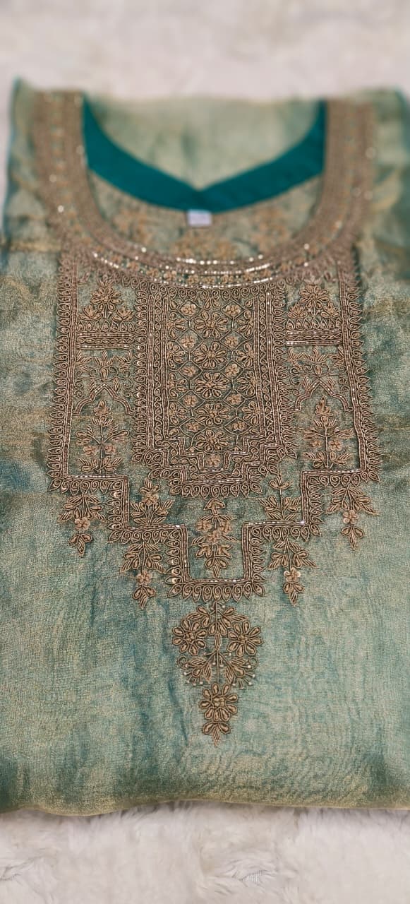Real Tissue Front Handwork Kaftan(Inner Inside) Set With Crepe Bottom
