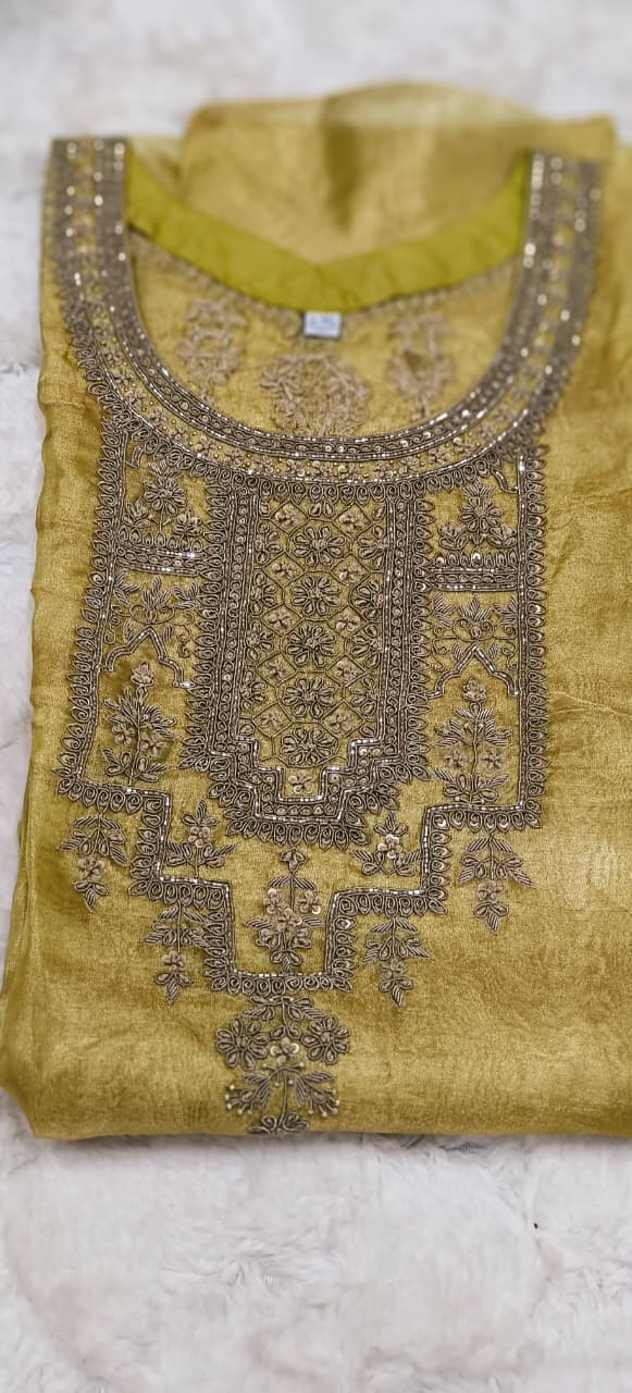 Real Tissue Front Handwork Kaftan(Inner Inside) Set With Crepe Bottom