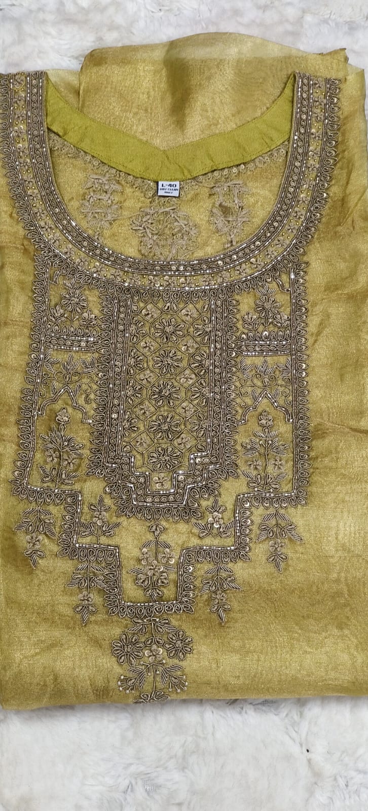 Real Tissue Front Handwork Kaftan(Inner Inside) Set With Crepe Bottom