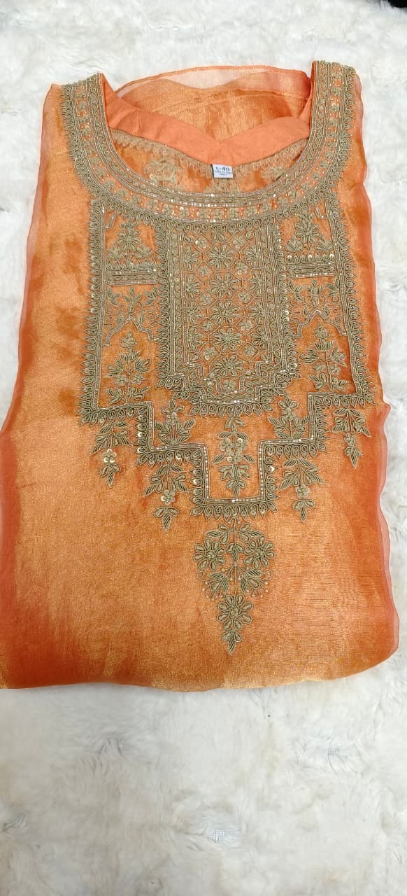 Real Tissue Front Handwork Kaftan(Inner Inside) Set With Crepe Bottom
