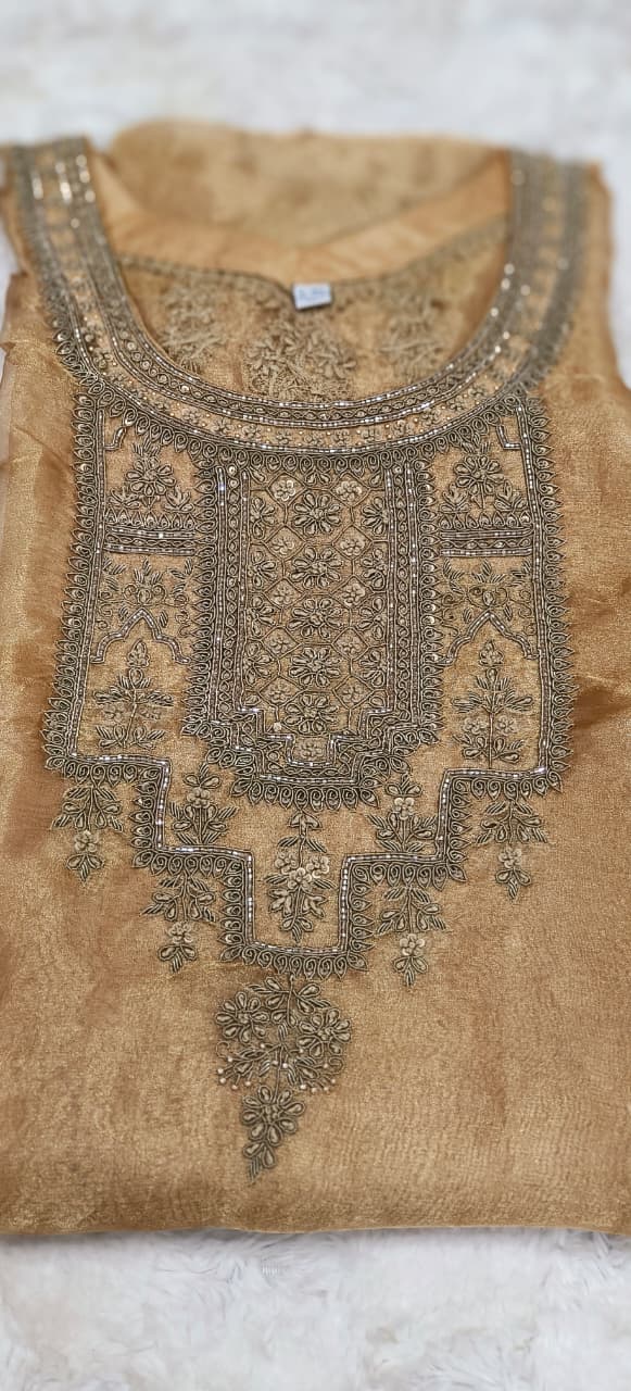Real Tissue Front Handwork Kaftan(Inner Inside) Set With Crepe Bottom
