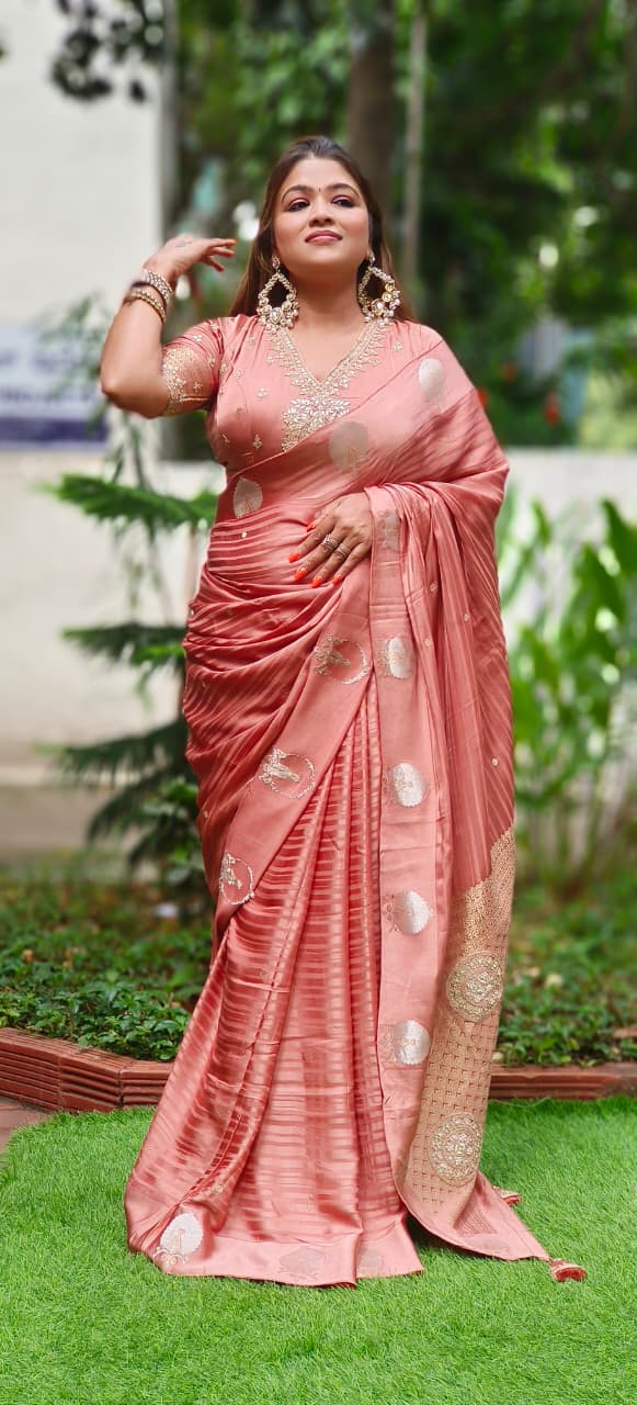 English Tone Brocade Pallu Ready To Wear Designer Saree