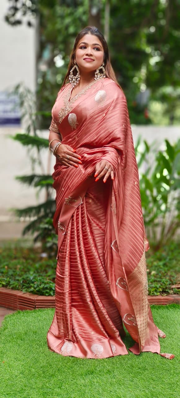 English Tone Brocade Pallu Ready To Wear Designer Saree