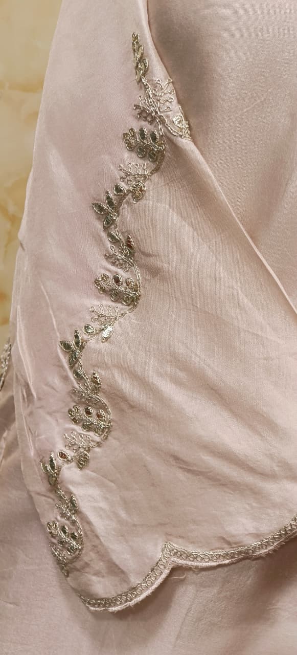 Floral Pocket Look Panel A-Line Full Suit Set With Flower Prints Dupatta In Silk Fabric- 11706