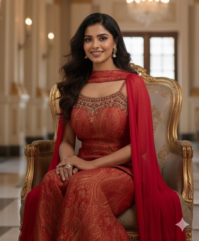Neck Piece Look Jewel Handwork Pure Brocade Sleeveless Padded Short Length Kurta With Flared Palazzo Bottom & Choker Dupatta
