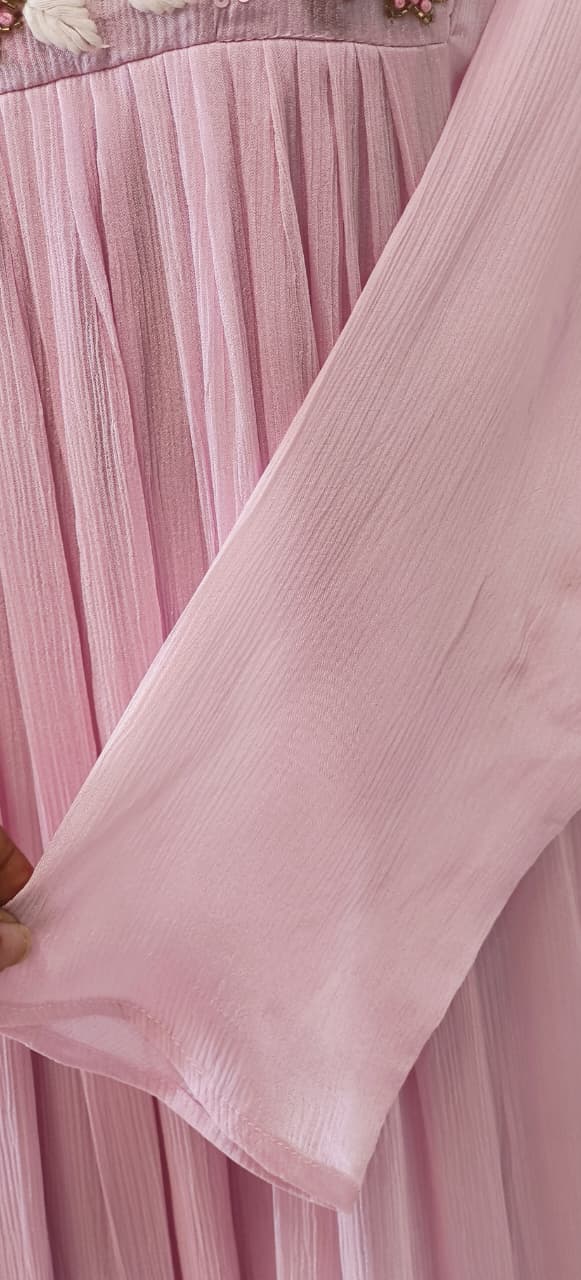 Very Elegant Decent Thread Embroidered Chinon Anarkali Full Suit Set With Dupatta- 11211