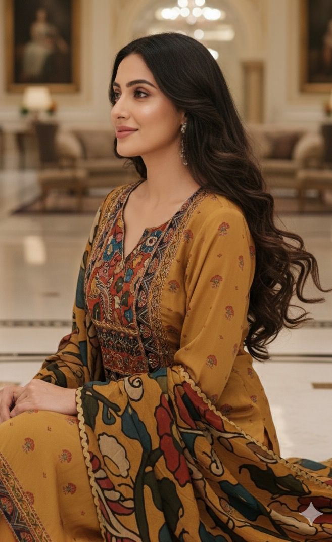 Floral Print With Zari Upwork Full Suit Set With Dupatta In Crepe Fabric- 12113