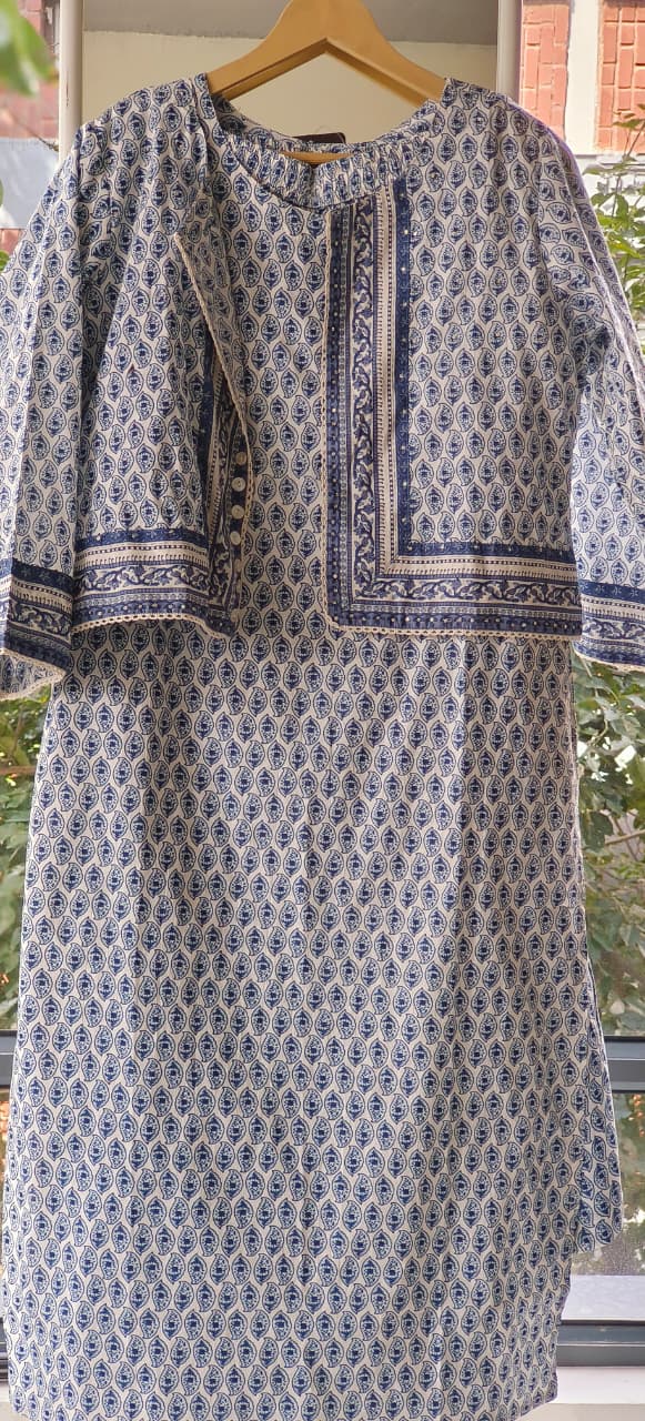 Printed Cotton Kurta Pant  Set with Cotton Short Jacket-12187,12188 Dispatching From Monday